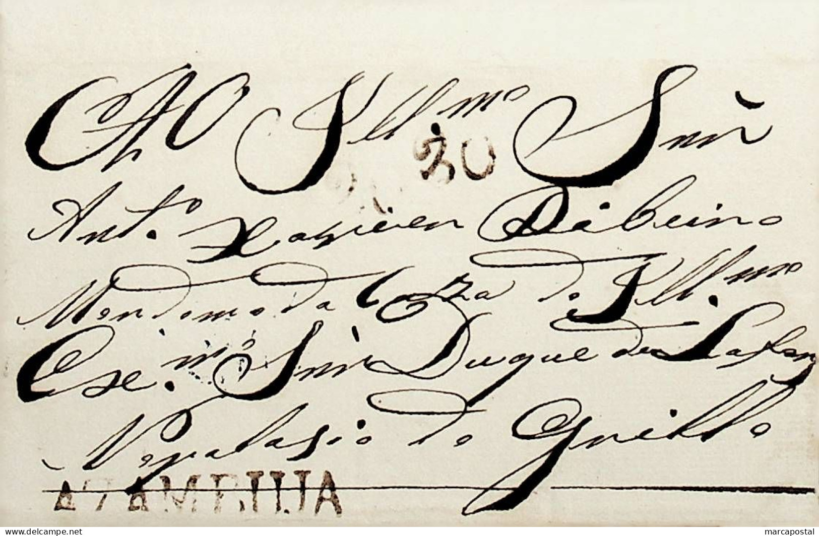 1846 Portugal Carta Pré-filatélica AZB 1 «AZAMBUJA» Sépia - ...-1853 Prephilately