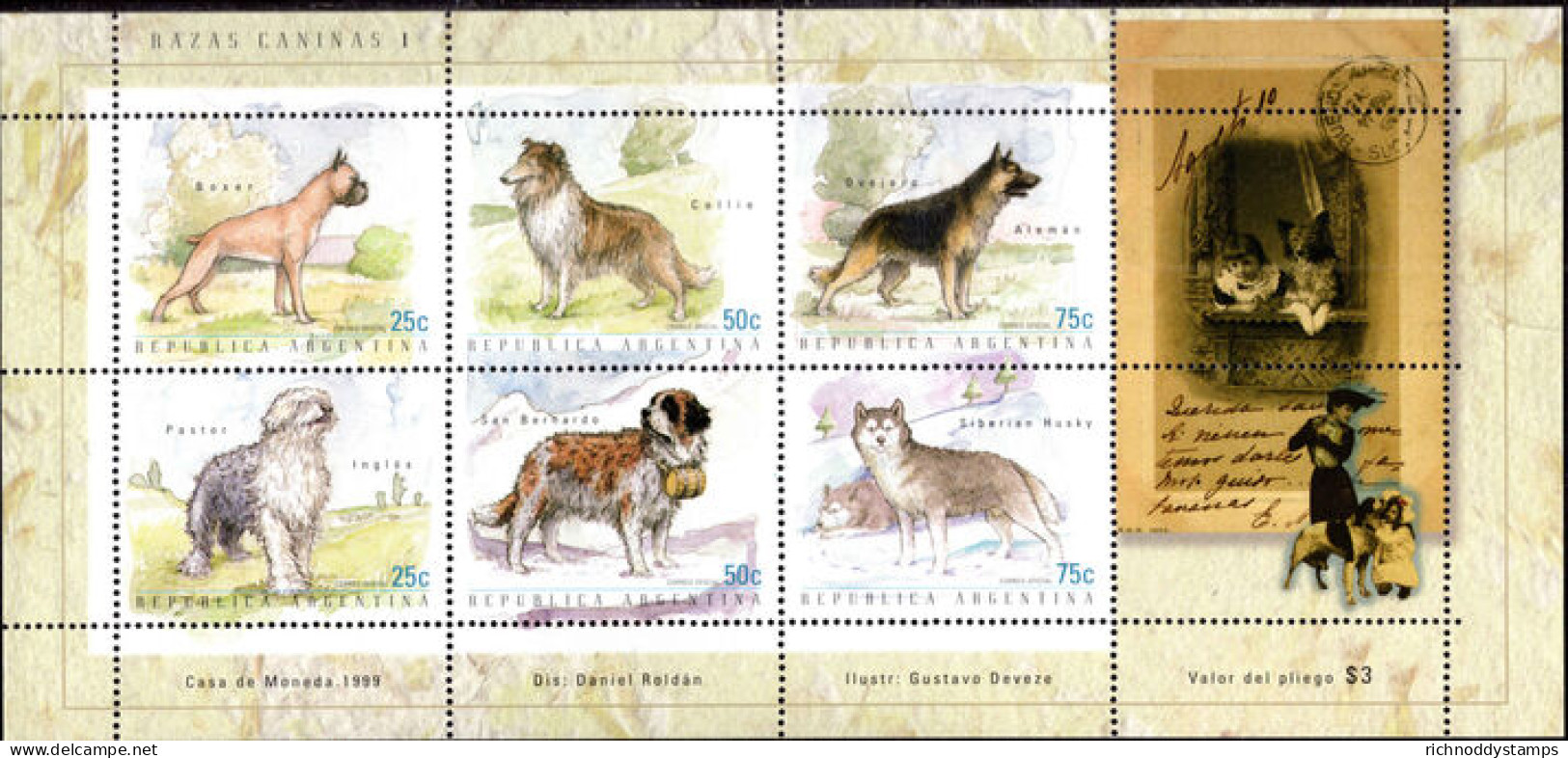 Argentina 1999 Dogs Sheetlet Unmounted Mint. - Ungebraucht