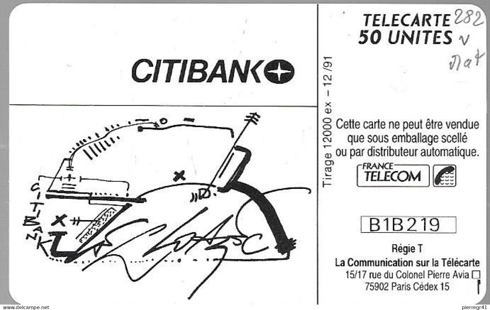 CARTE-PRIVEE-50U-EN282-GemA-CITIBANK-Le Cloarec- V°Série N°B1B219-R°Mat-Utilisé-TBE/LUXE- - 50 Units