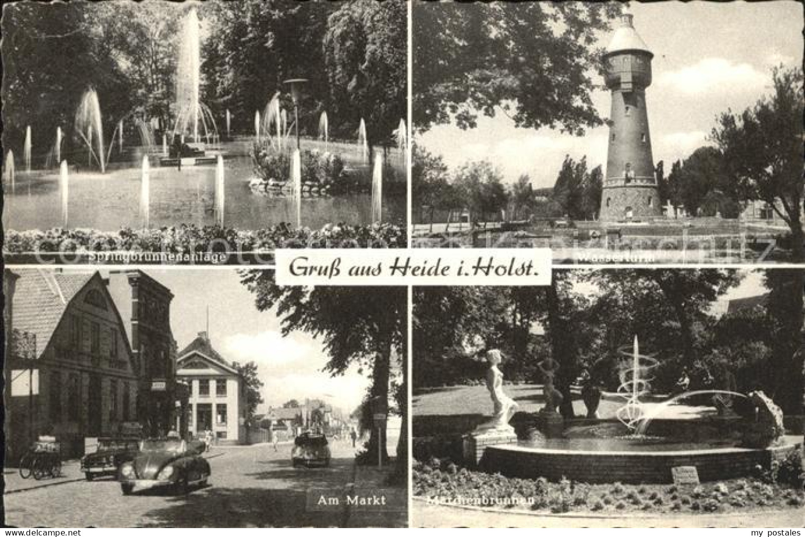 42075612 Heide Holstein Markt Brunnen Turm Heide - Heide