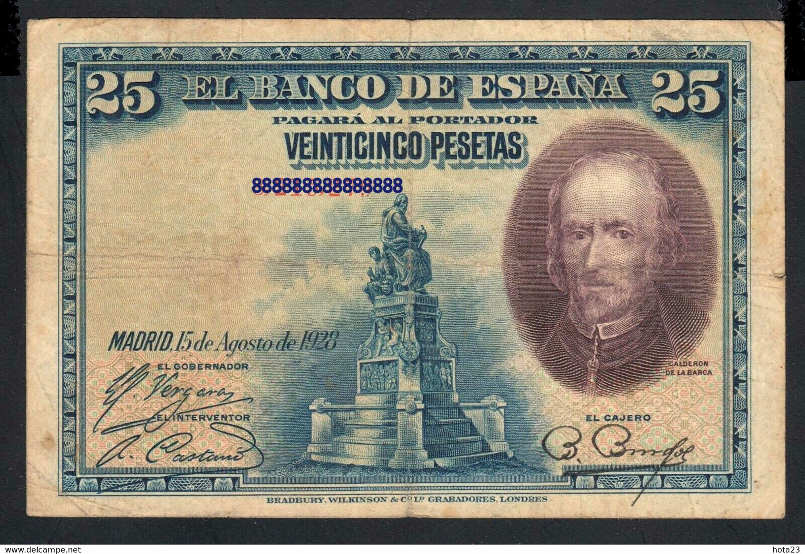 Spain 25 Pesetas 15-08-1928 Fine P. 74, Banknotes, Circulated - 1-2-5-25 Peseten