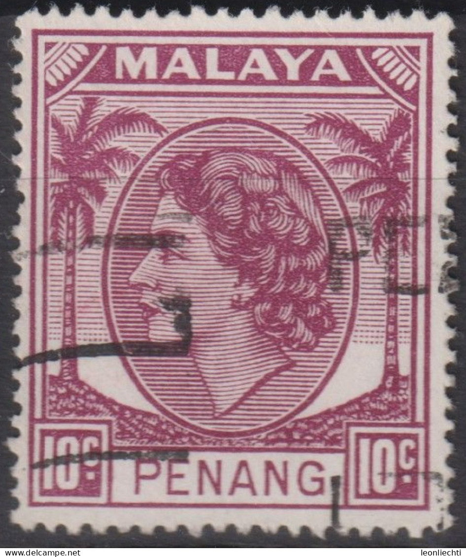 1954 Malaysia (...-1963) > Penang ° Mi:MY-PE 34, Sn:MY-PE 35, Yt:MY-PE 29, Queen Elizabeth II And Palm Trees - Penang