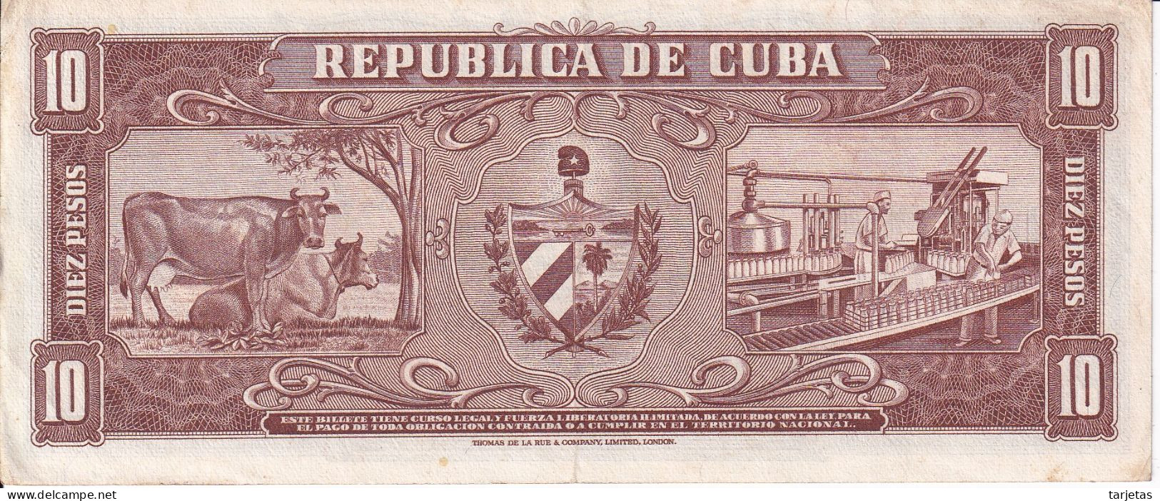 BILLETE DE CUBA DE 10 PESOS DEL AÑO 1960 (FIRMA DEL CHE GUEVARA) DE CARLOS MANUEL CESPEDES  (BANK NOTE) - Cuba