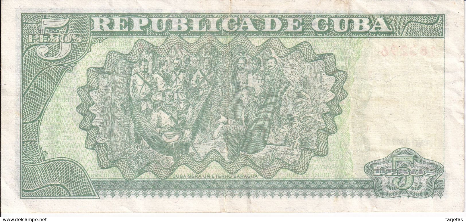 BILLETE DE CUBA DE 5 PESOS DEL AÑO 2002 DE ANTONIO MACEO  (BANKNOTE) - Cuba