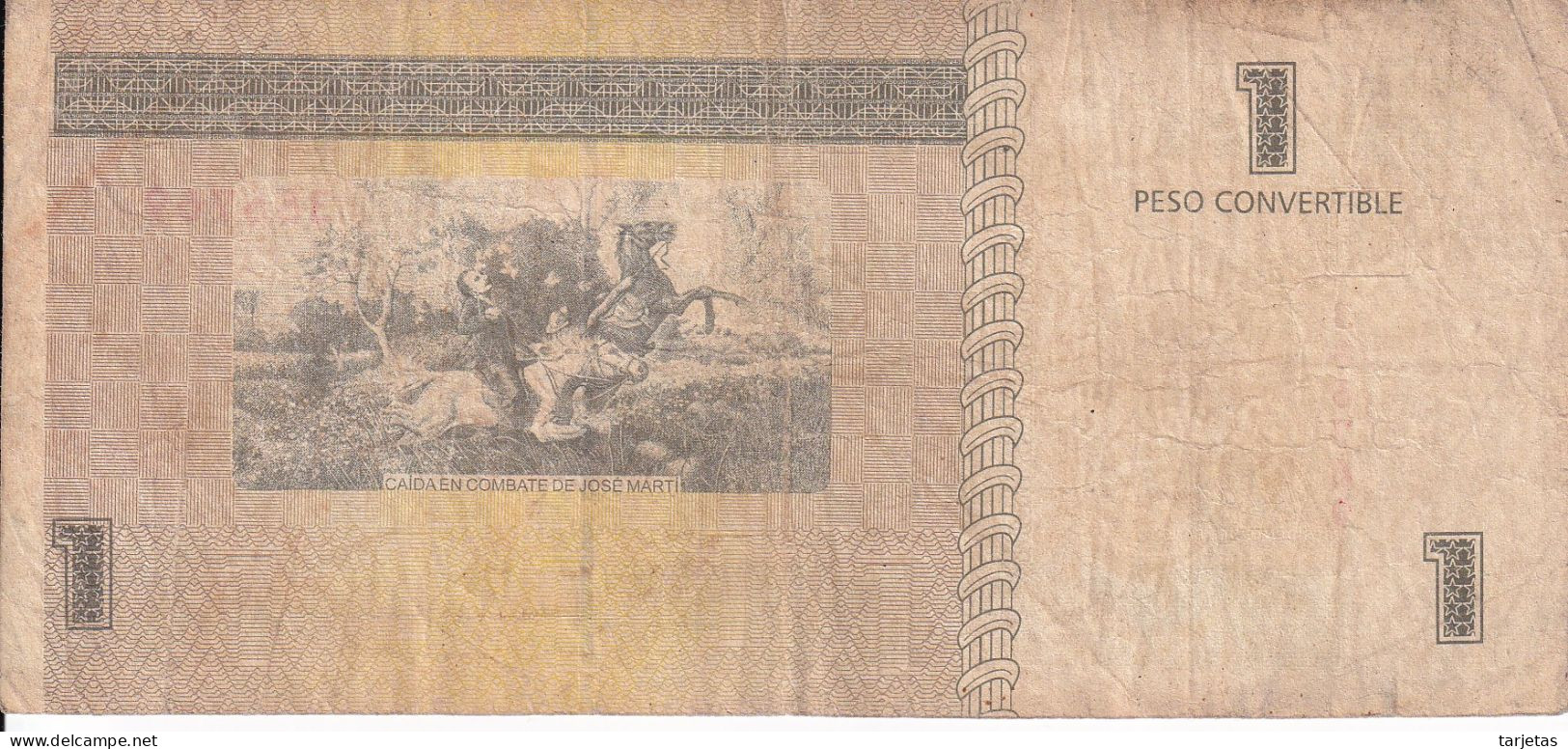 BILLETE DE CUBA DE 1 PESO CONVERTIBLE DEL AÑO 2011 (BANKNOTE) - Cuba