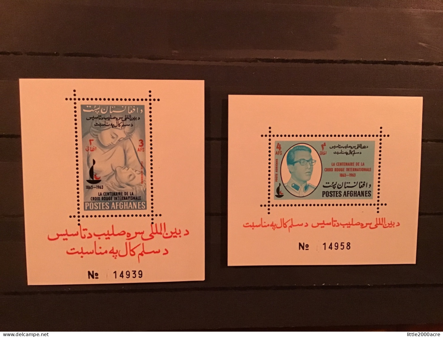 Afghanistan 1963 Red Cross Centenary MNH M/S X2 Mi Bl45-6 - Afghanistan