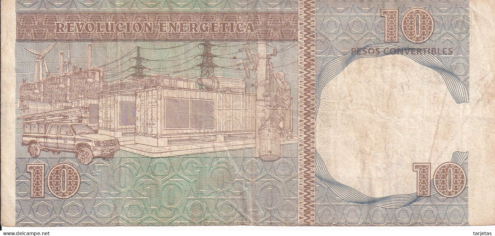 BILLETE DE CUBA DE 10 PESOS CONVERTIBLES DEL AÑO 2011 (BANKNOTE) MAXIMO GOMEZ - Cuba