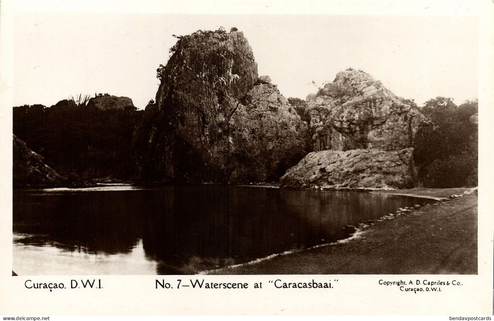 Curacao, D.W.I., Waterscene At Caracasbaai (1920s) Capriles No 7 RPPC Postcard 2 - Curaçao