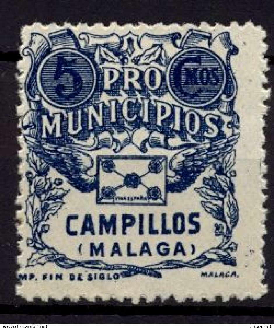 EMISIONES LOCALES , MÁLAGA - CAMPILLOS , FES. 1 * , PRO MUNICIPIOS - Viñetas De La Guerra Civil