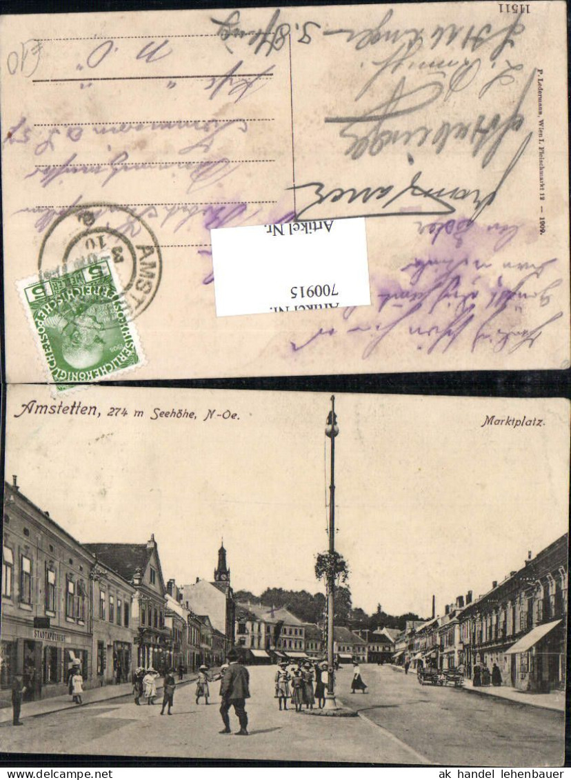 700915 Amstetten Marktplatz 1910 Pub Ledermann 11511 - Amstetten