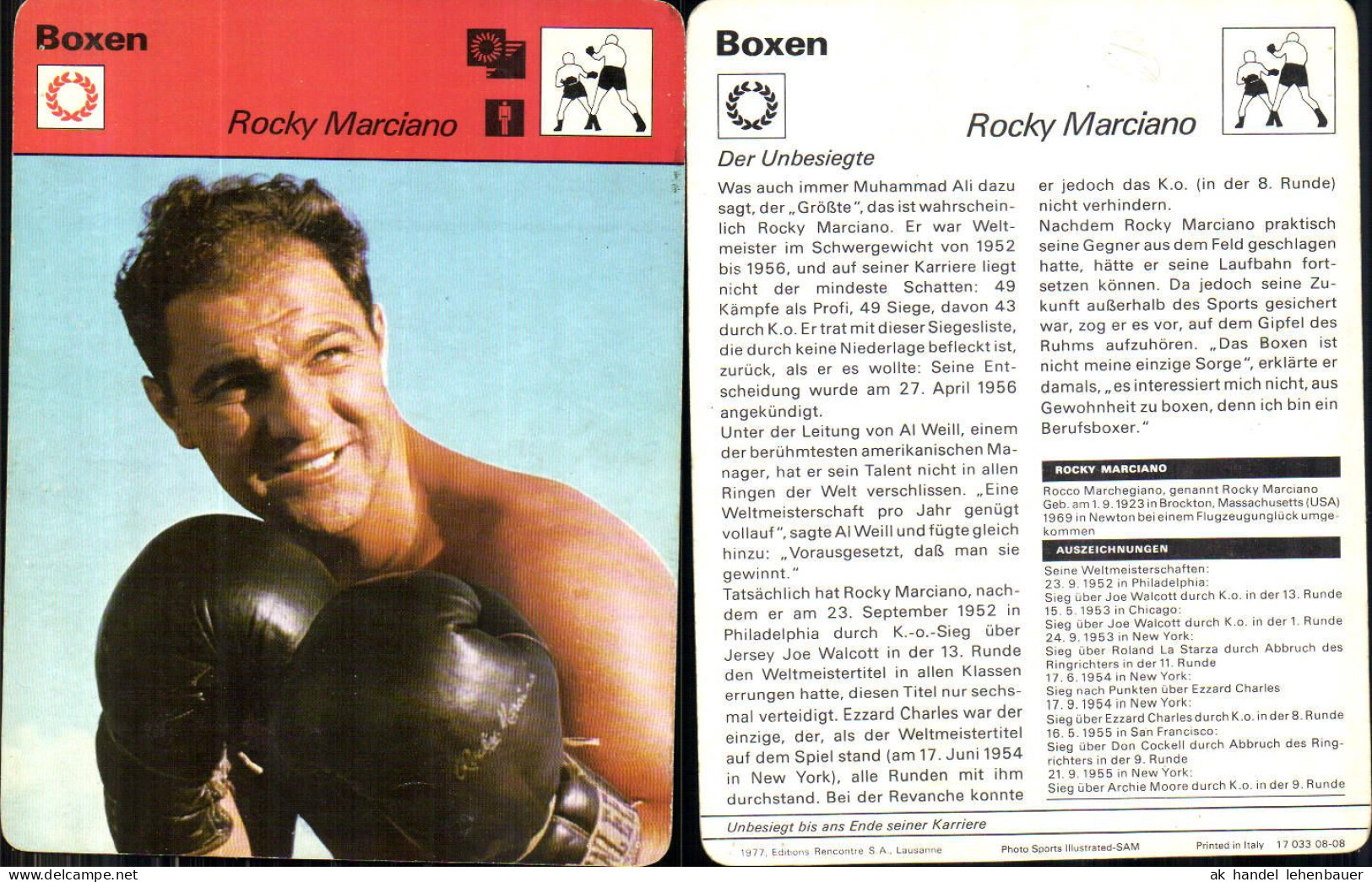 703148 Sportler Rocky Marciano Boxer Boxen Boxsport - Sportifs