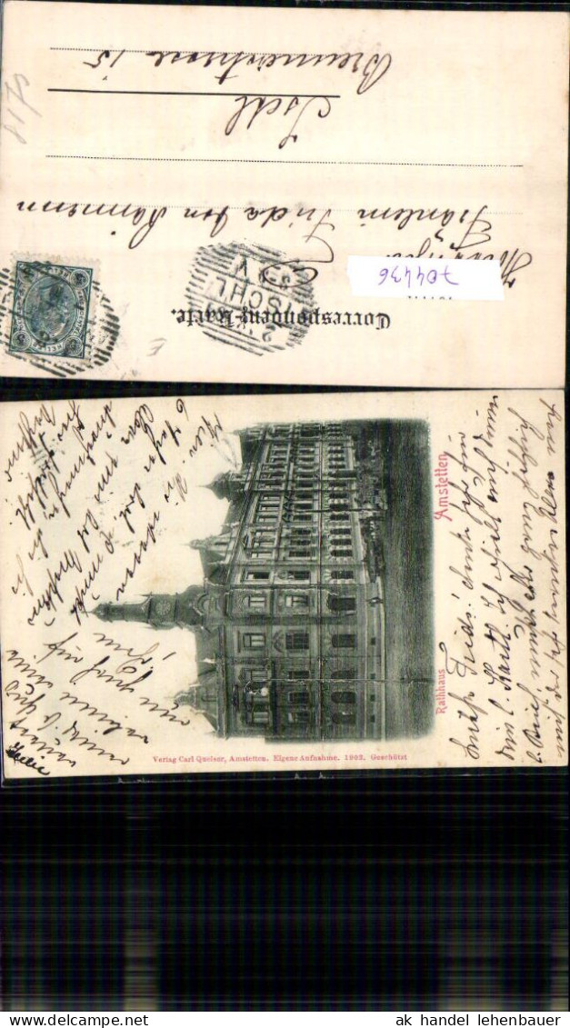 704436 Seltene Reliefkarte Präge-AK Amstetten Rathhaus 1903 - Amstetten