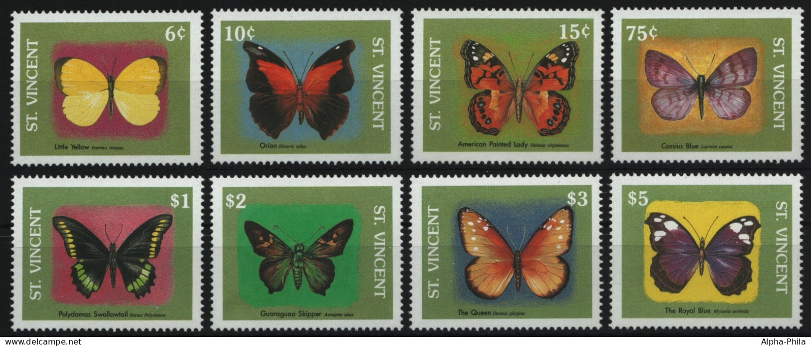 St. Vincent 1989 - Mi-Nr. 1343-1350 ** - MNH - Schmetterlinge / Butterflies - St.Vincent (1979-...)