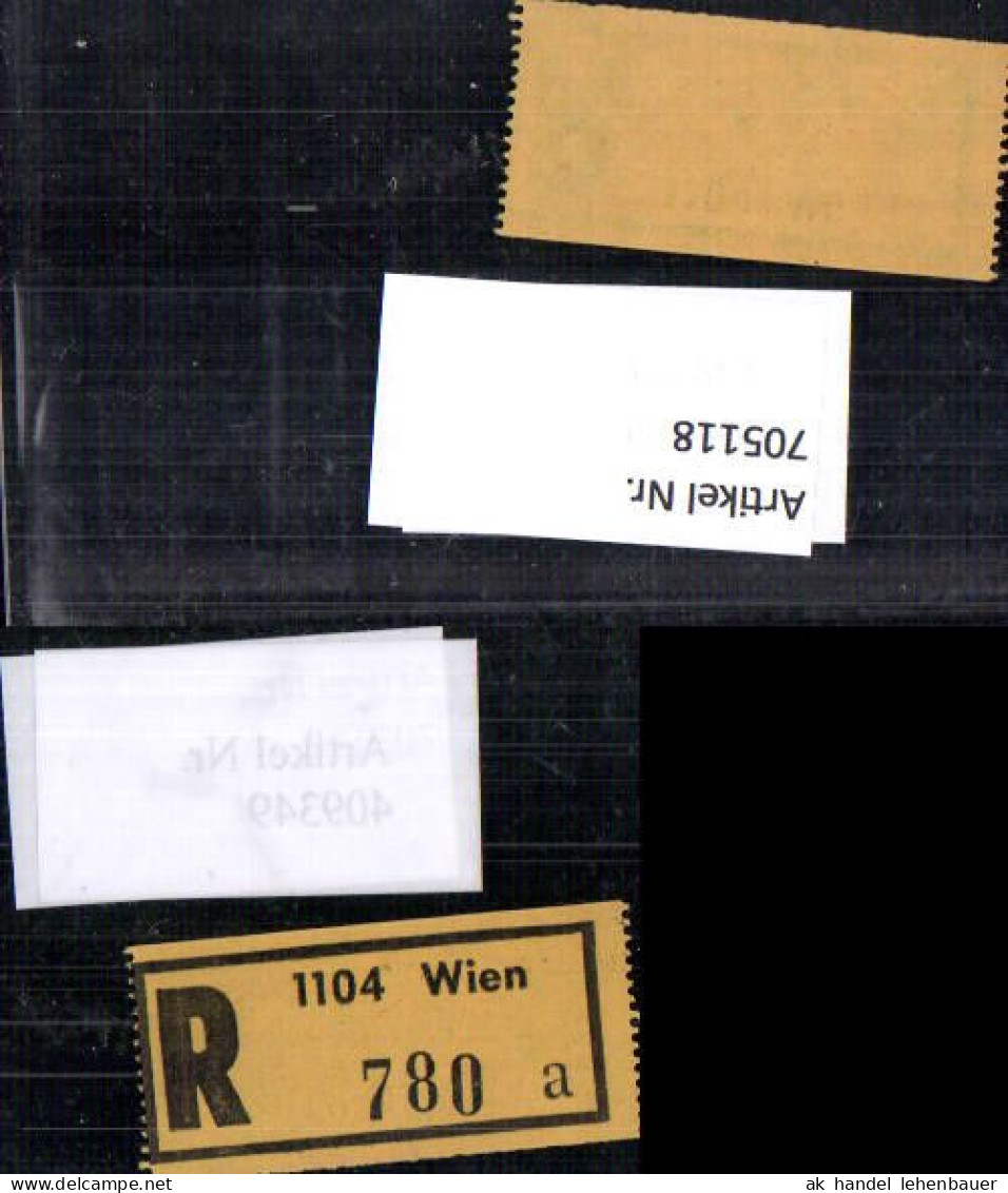 705118 Einschreibezettel Rekozettel R-Zettel Wien - Autres & Non Classés