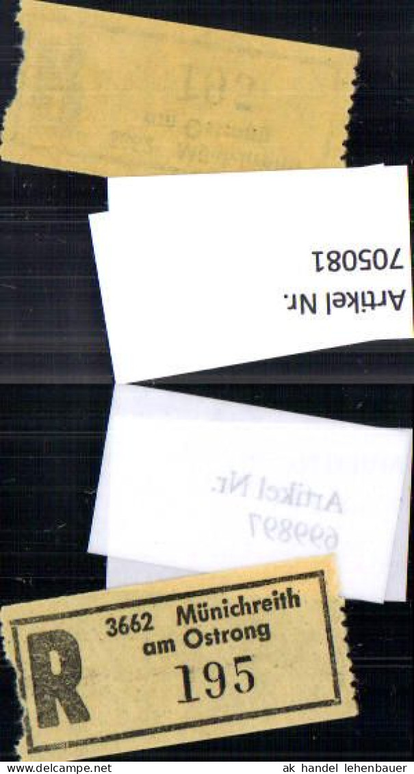 705081 Einschreibezettel Rekozettel R-Zettel Münichreith Am Ostrong - Sonstige & Ohne Zuordnung