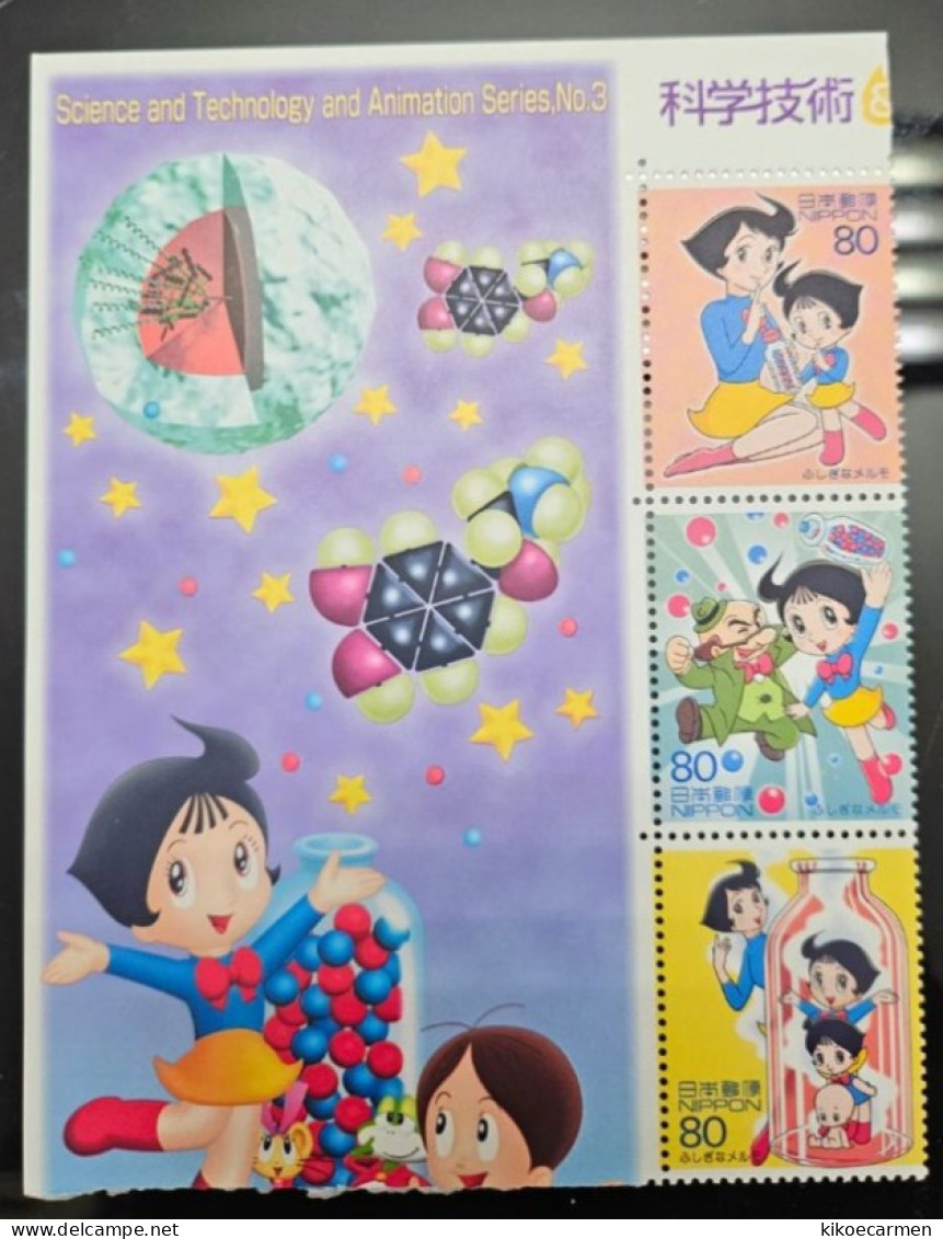 Japan Nippon 2004 Science Technology Animation 3 Melmo Seishu Hanaoka Microscope Jokichi Takamine Drug Delivery MNH ** - Unused Stamps