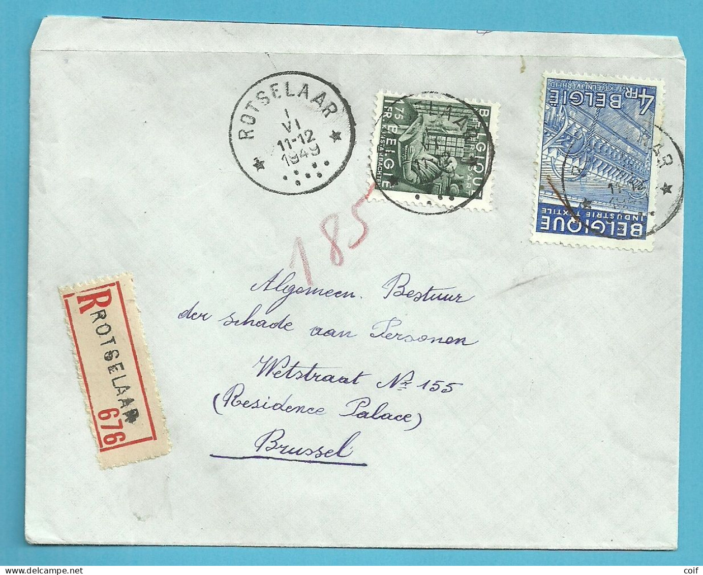 768+771 Op Brief Aangetekend Sterstempel (Relais) * ROTSELAAR * - 1948 Esportazione