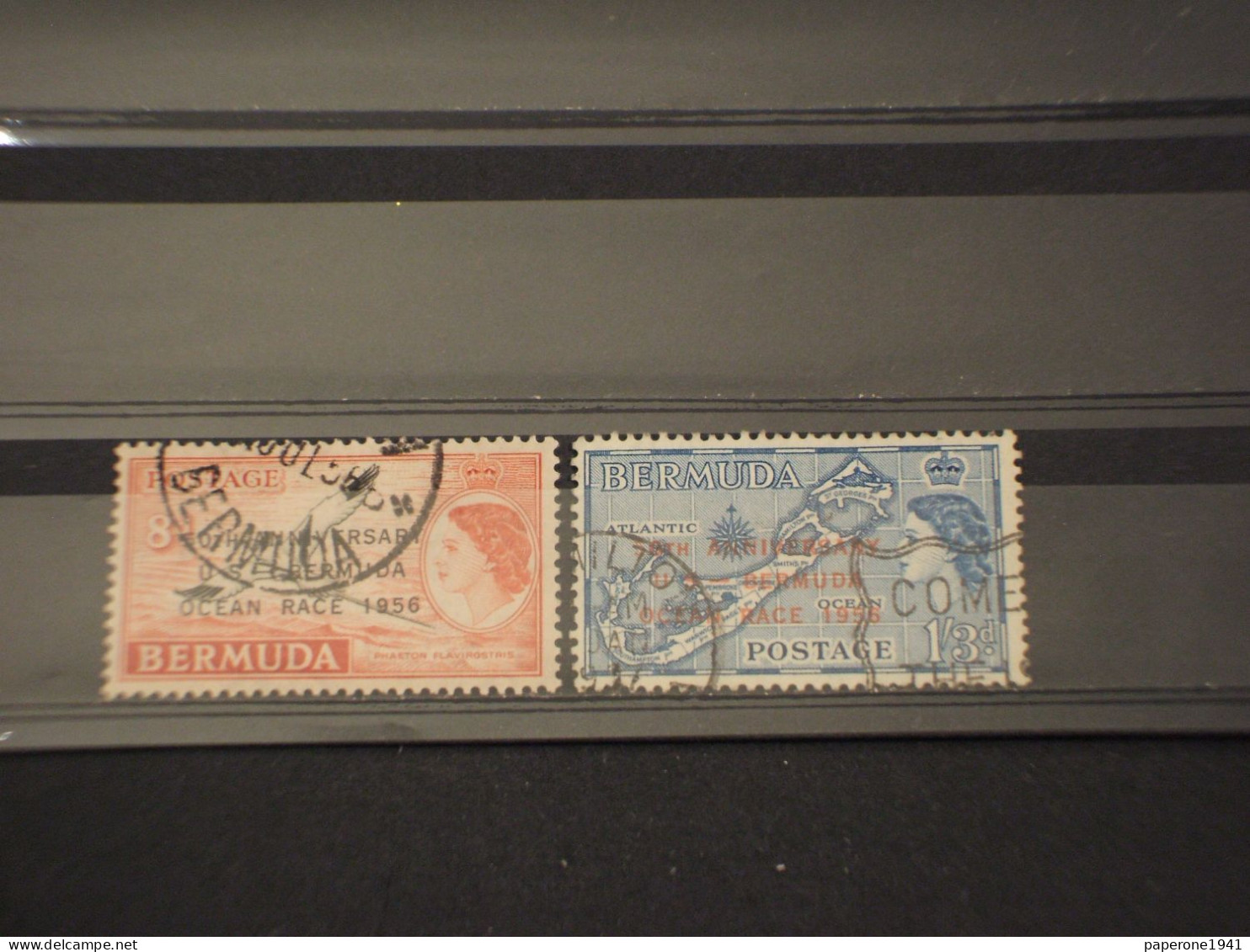 BERMUDA - 1956 ANNIVERSARIO/UCCELLO......2 VALORI - TIMBRATO/USED - Bermuda