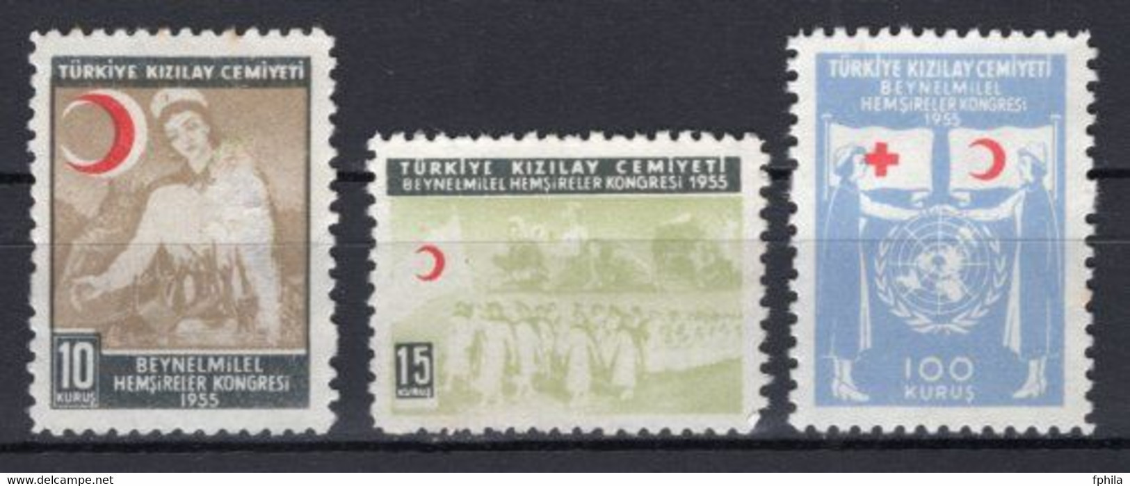 1955 TURKEY THE CONGRESS OF THE INTERNATIONAL COUNCIL OF NURSES MINT WITHOUT GUM - Timbres De Bienfaisance