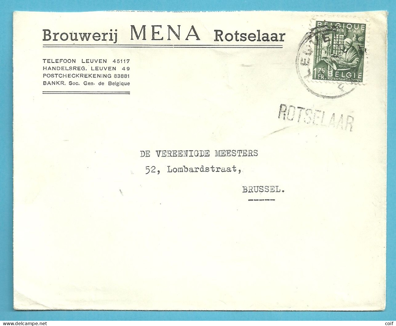 768 Op Brief BROUWERIJ MENA (Brasserie) Stempel LEUVEN Met Naamstempel (griffe D'origine) ROTSELAAR - 1948 Export