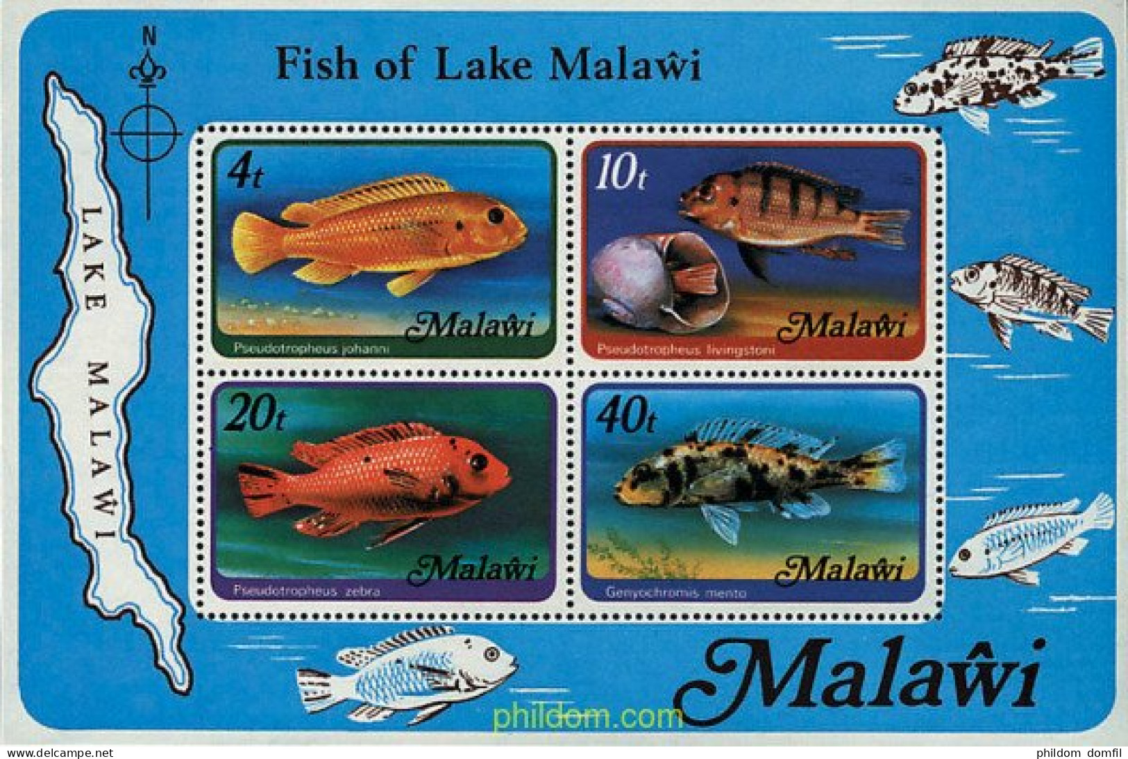 36423 MNH MALAWI 1977 PECES - Malawi (1964-...)