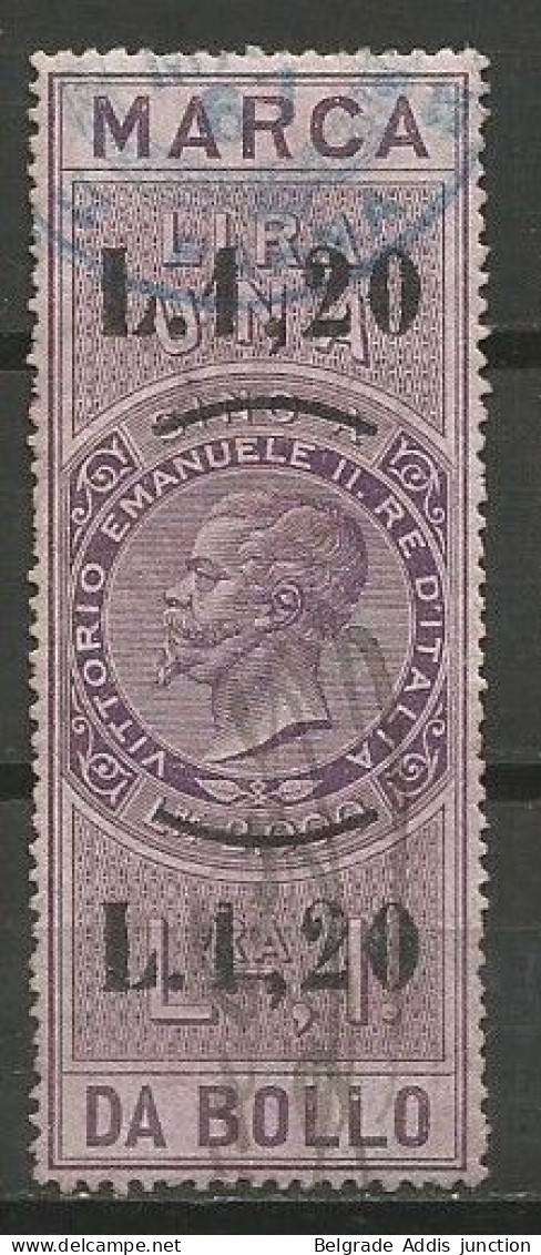 Italy Italia MARCA DA BOLLO Overprinted L1.20 Used 1866 - Fiscale Zegels