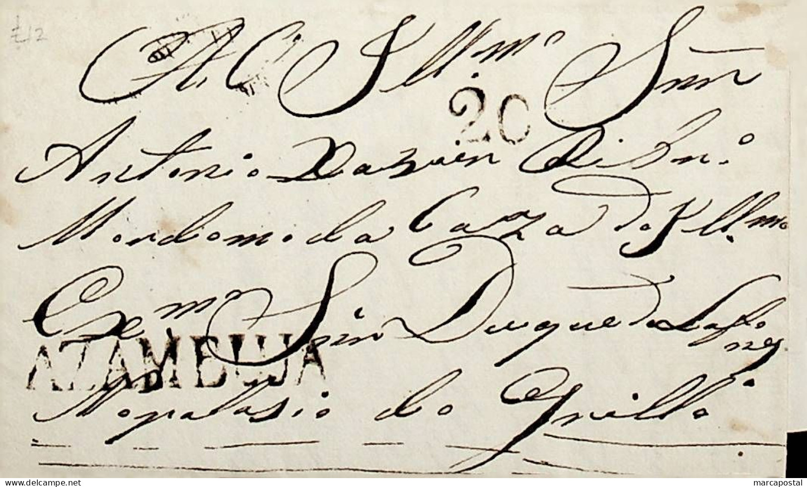 1839 Portugal Carta Pré-filatélica AZB 1 «AZAMBUJA» Sépia - ...-1853 Prephilately