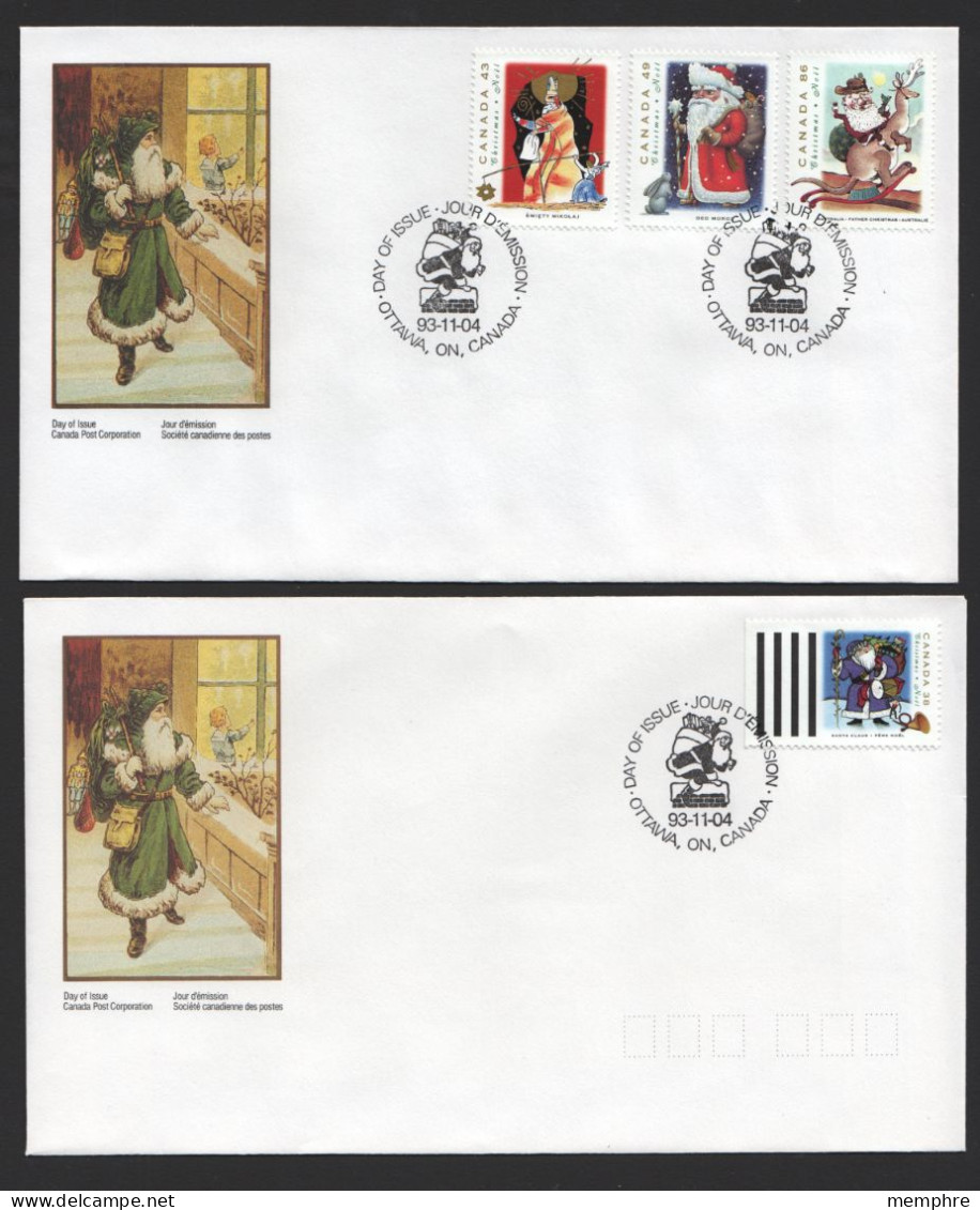 1993  Christmas Issue Xmas Personnages Set Of 4 On 2 FDCs Sc 1499-1502 - 1991-2000