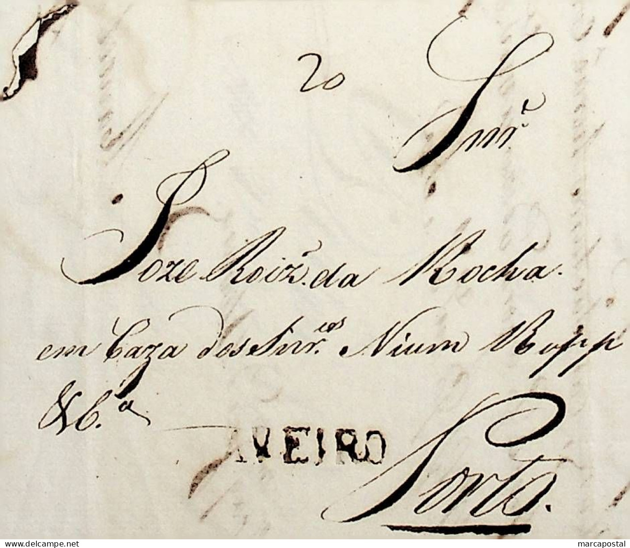 1821 Portugal Carta Pré-filatélica AVR 4 «AVEIRO» Sépia Preto - ...-1853 Prefilatelia