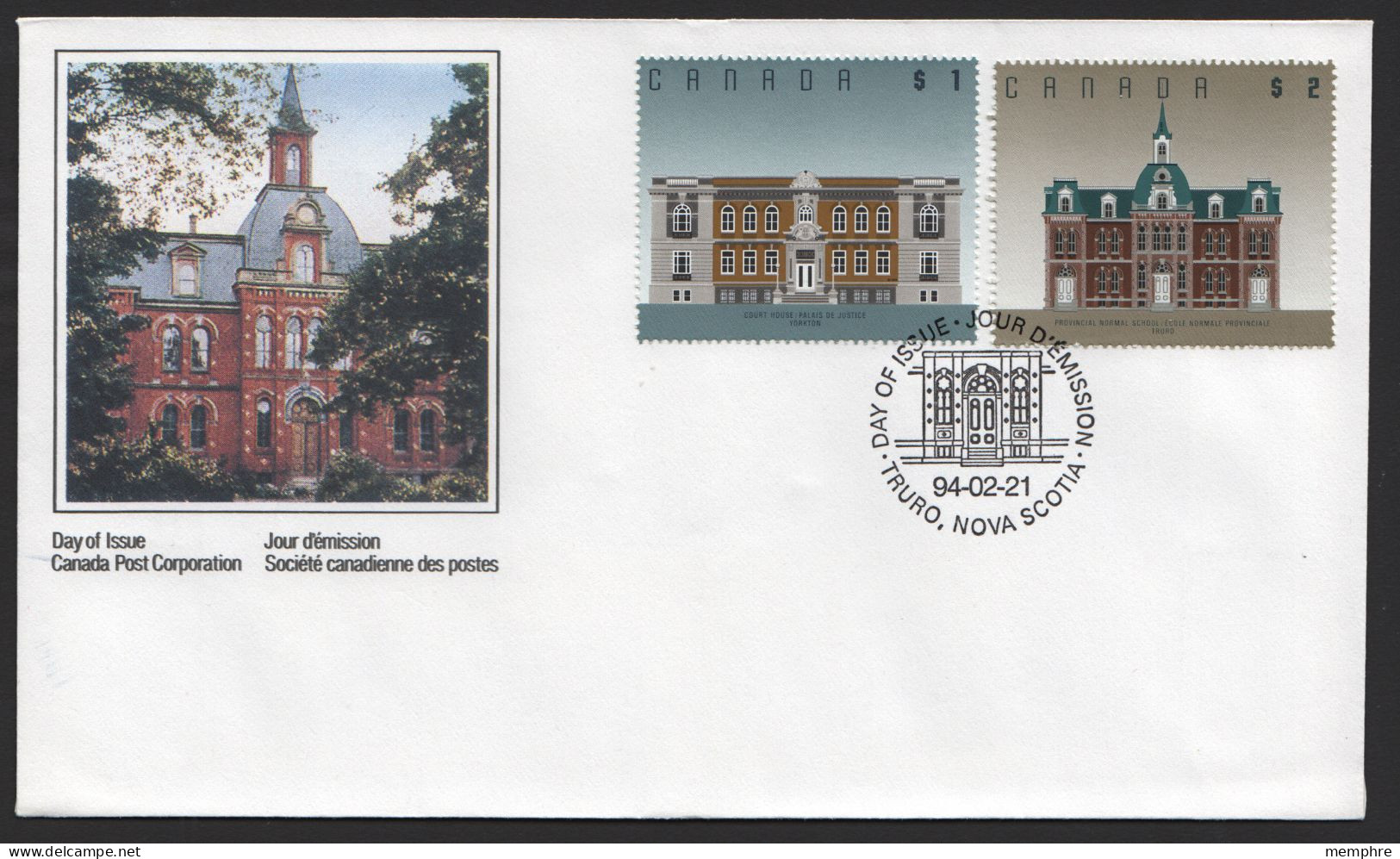 1994 $1 And $2 Architecture Definitives  Sc 1375-6 On Snigle FDC - 1991-2000