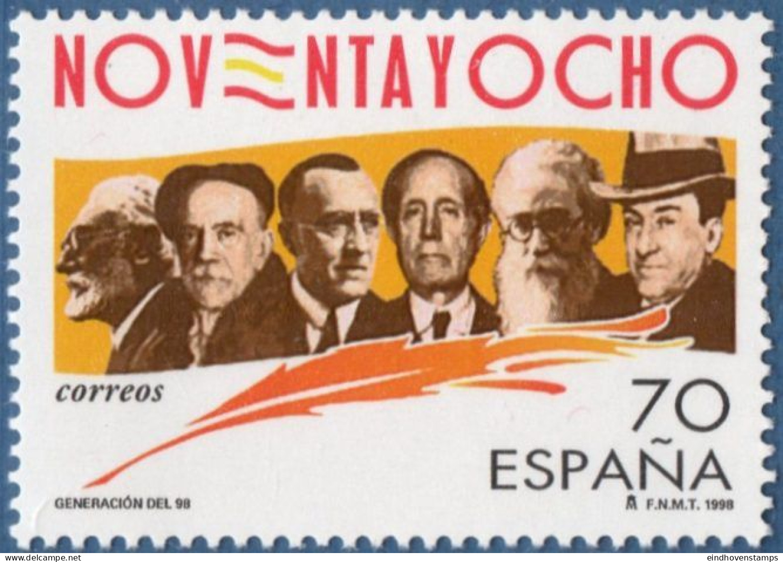 Spain 1998 Writers Group "Generation Of 98 " Portraits 1 Value MNH - Altri & Non Classificati