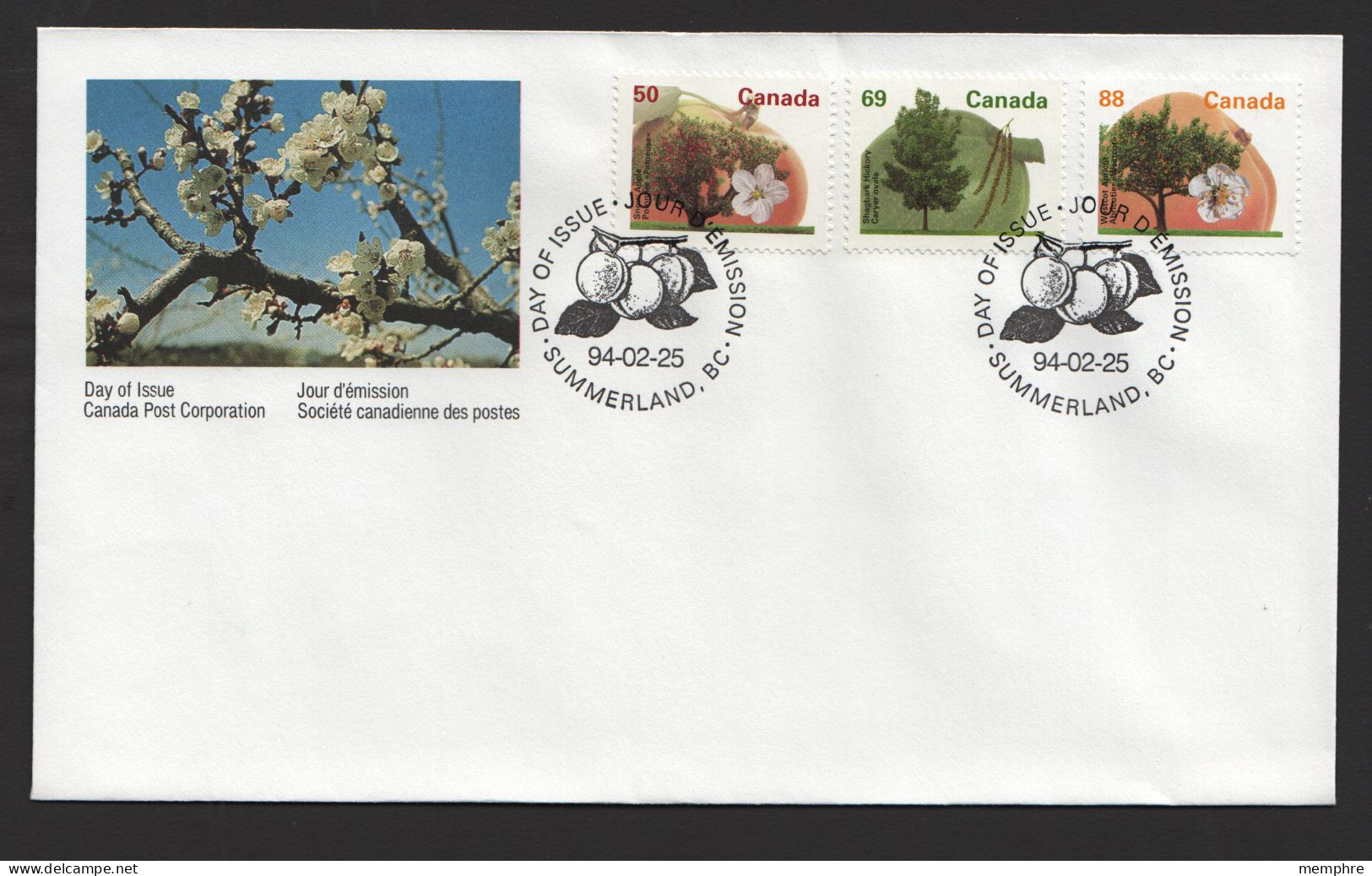 1994  50, 69 And 88 Cents Fruit Defoinitives Sc 1365, 1369 And 1373 On Single FDC - 1991-2000