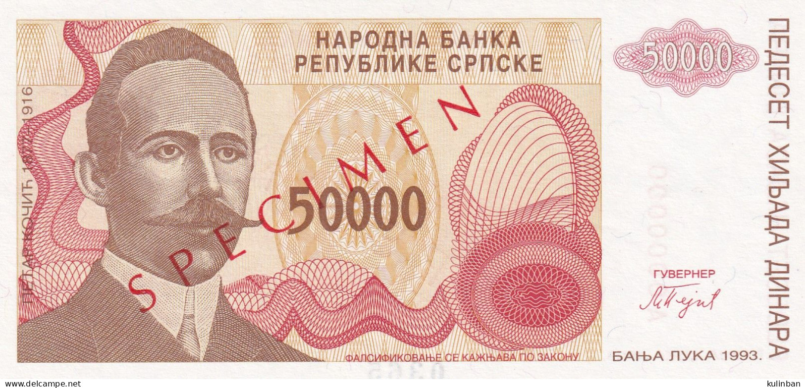 BOSNIA AND HERZEGOVINA, UNC, SPECIMEN 0365, P-150, 50.000 DINARA, BANJA LUKA 1993 - Bosnie-Herzegovine