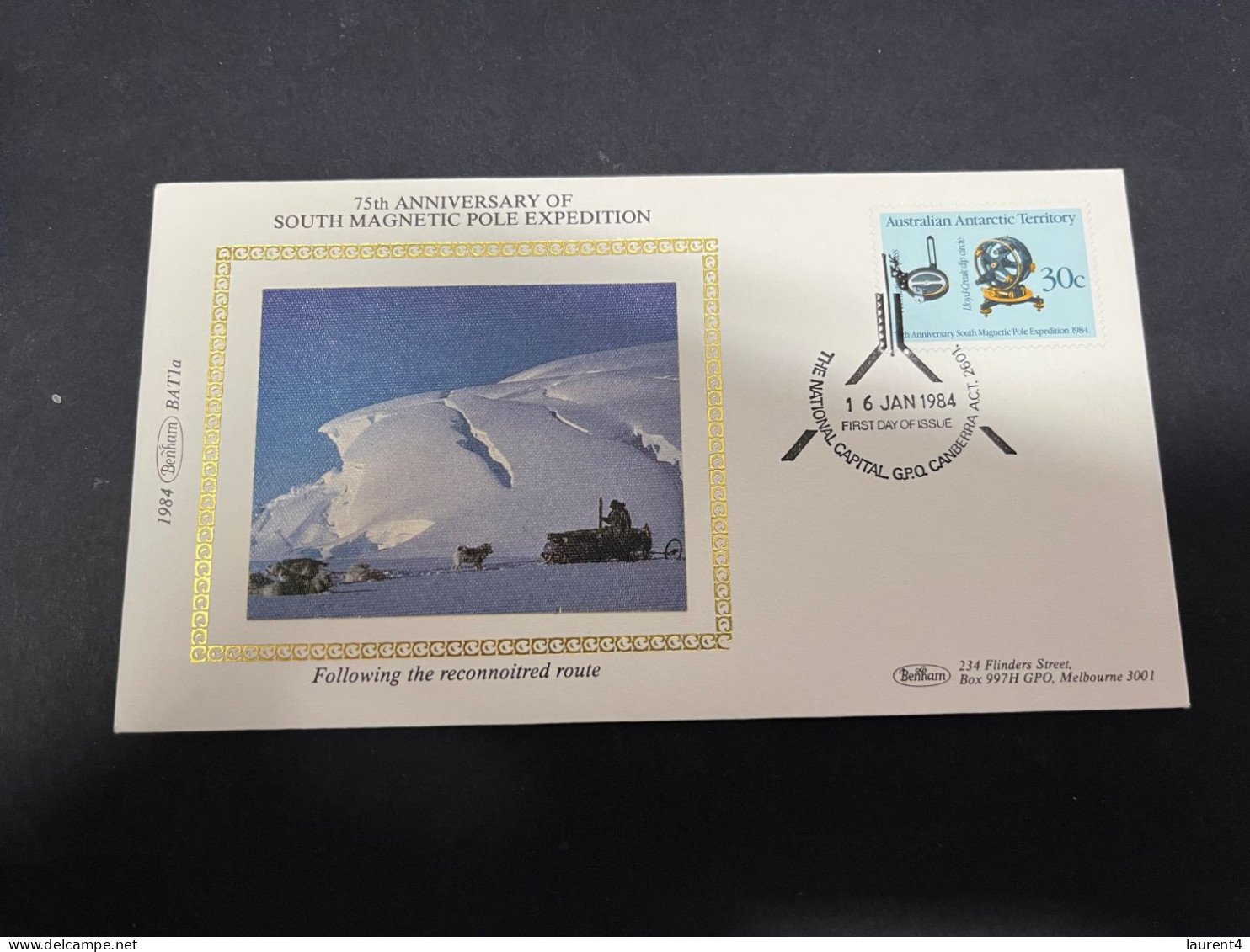 3-1-2024 (4 W 12) Australia AAT FDC (1984) Benham BAT21A +1 B (2 Gold FDC) With Insert (South Magnetic Pole) - FDC