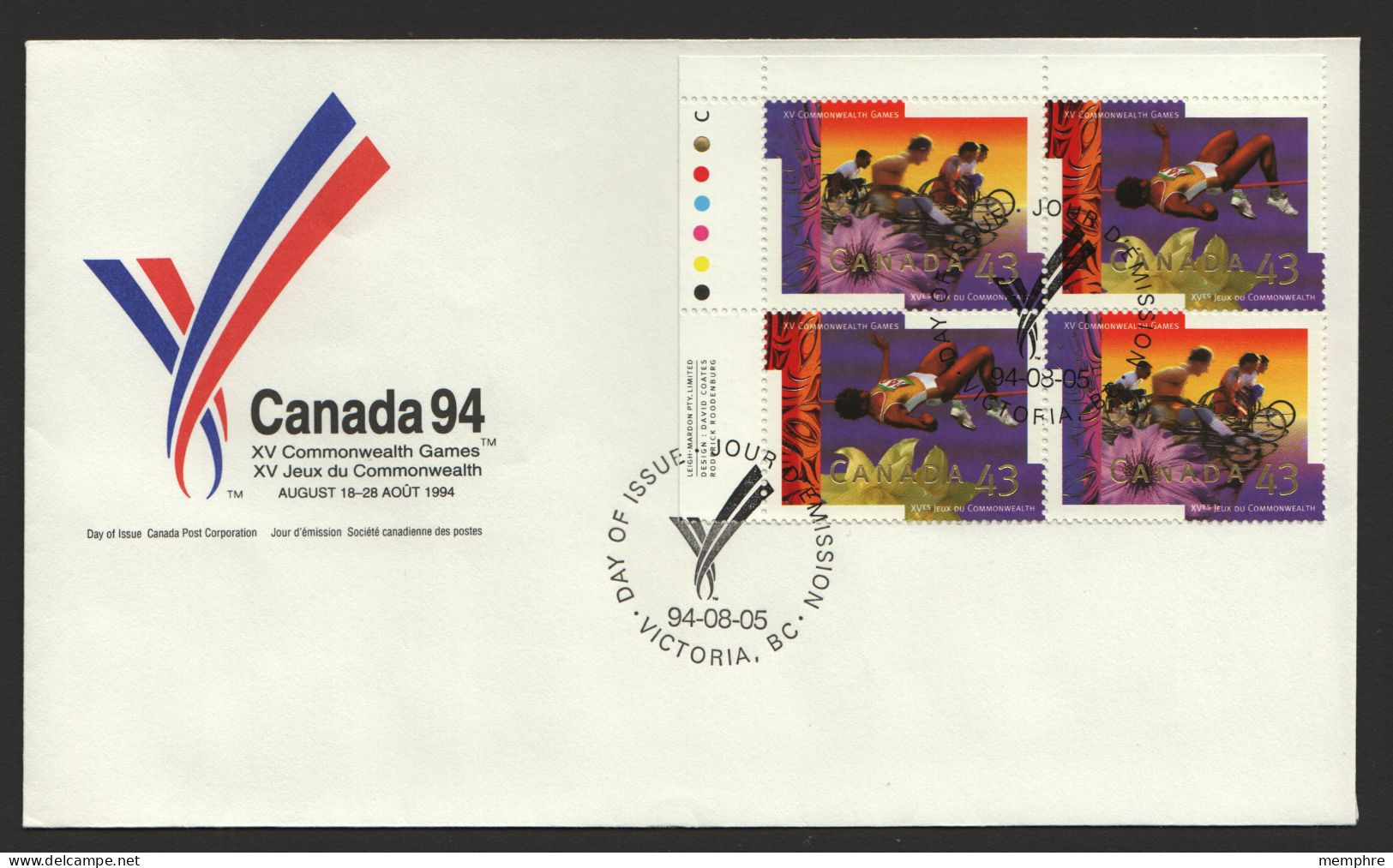 1994 Commonwealth Games:  Wheelchair Marathon, High Jump  Sc 1520-21 UL Plate Block Of 4 - 1991-2000