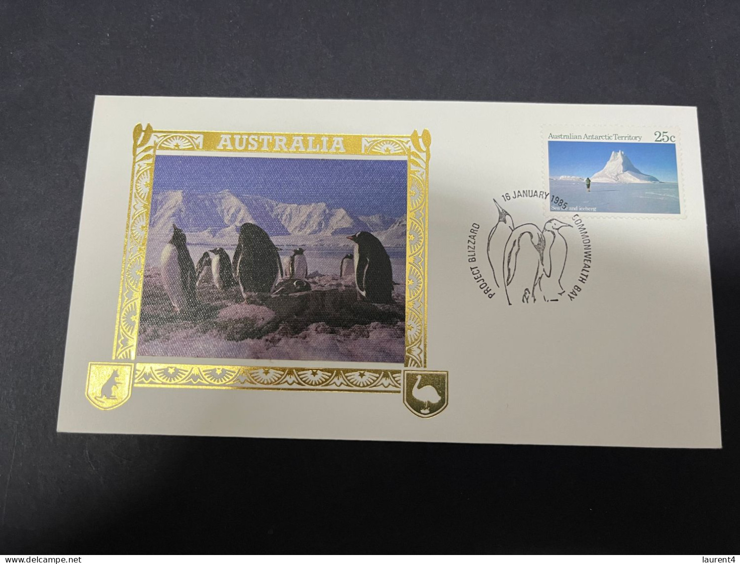 3-1-2024 (4 W 12) Australia AAT FDC (1985) Benham BAT1A +1 B + 1 (3 Gold FDC) 2 With Insert (Antarctic Scenes) - FDC