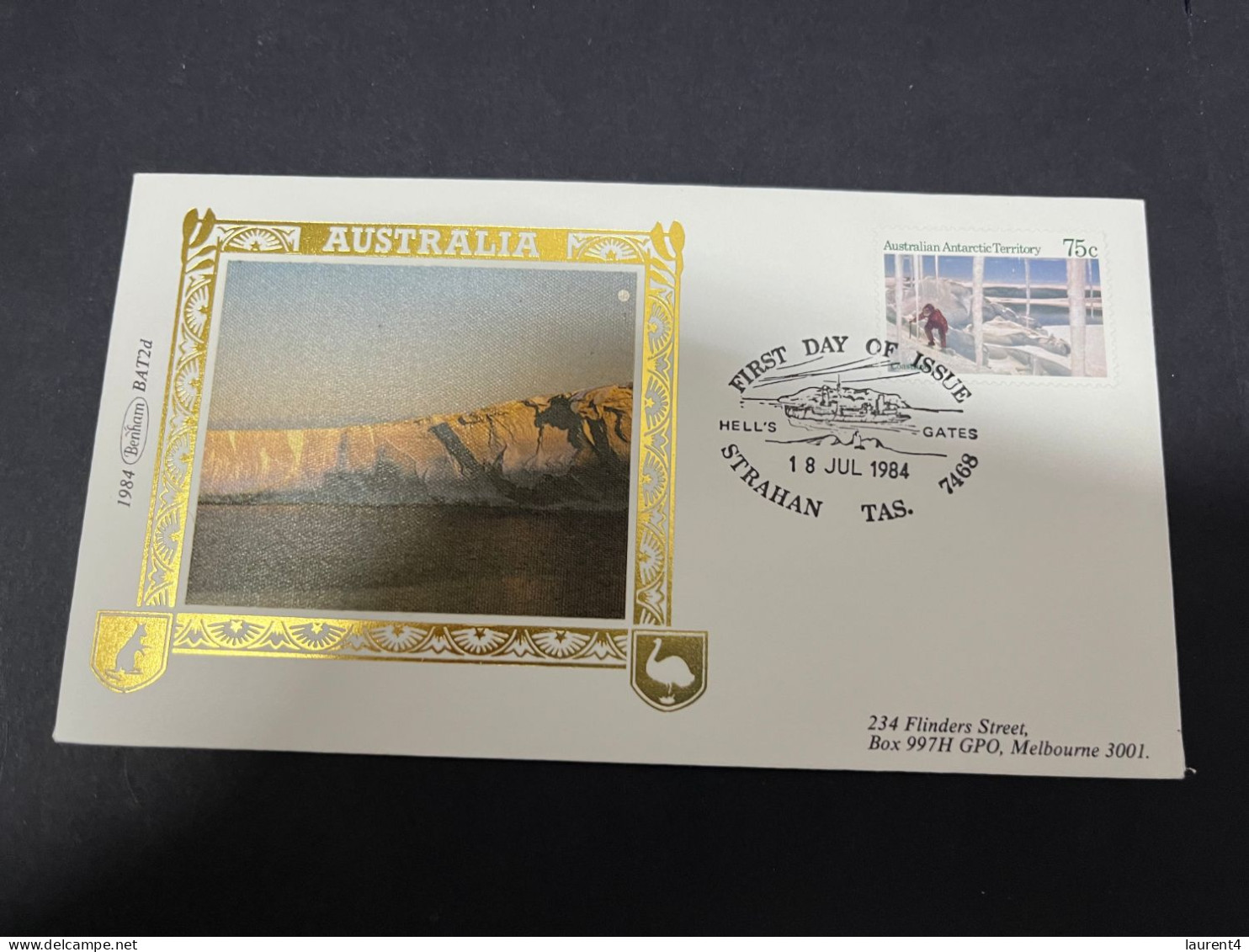 3-1-2024 (4 W 12) Australia AAT FDC (1985) Benham BAT1C +1D + 1E (3 Gold FDC) With Insert (Antarctic Scenes) - FDC