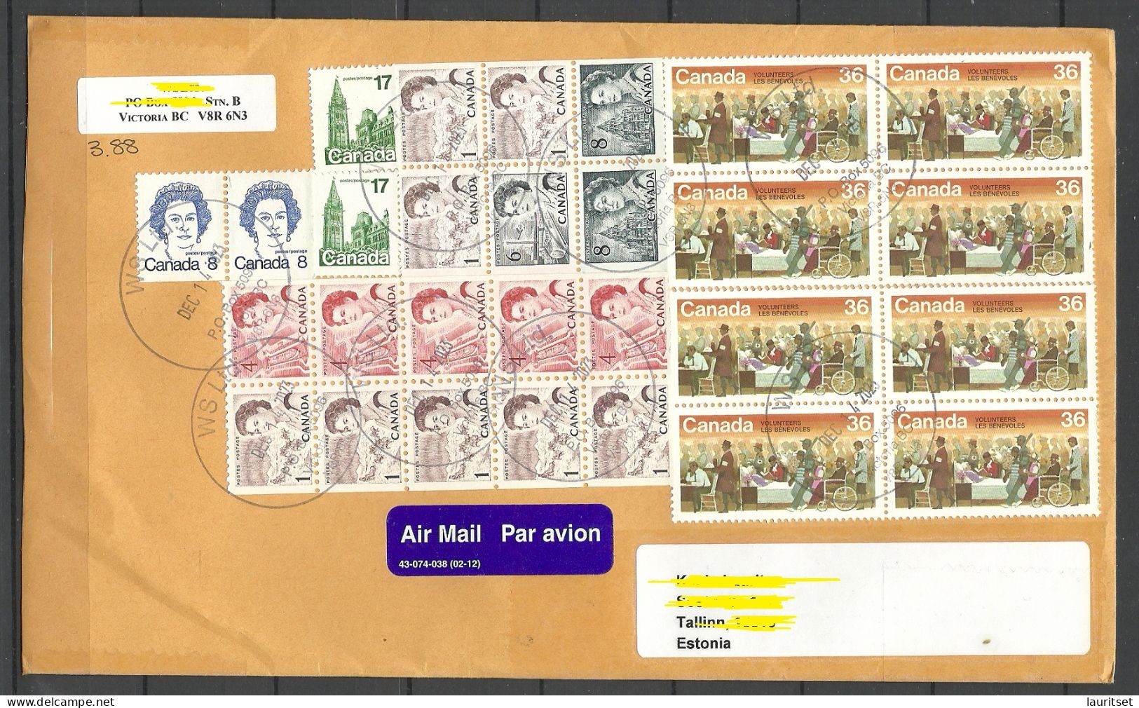 CANADA Kanada 2023 Air Mail Cover To Estonia With Many Stamps - Queen Elizabeth Etc. - Brieven En Documenten