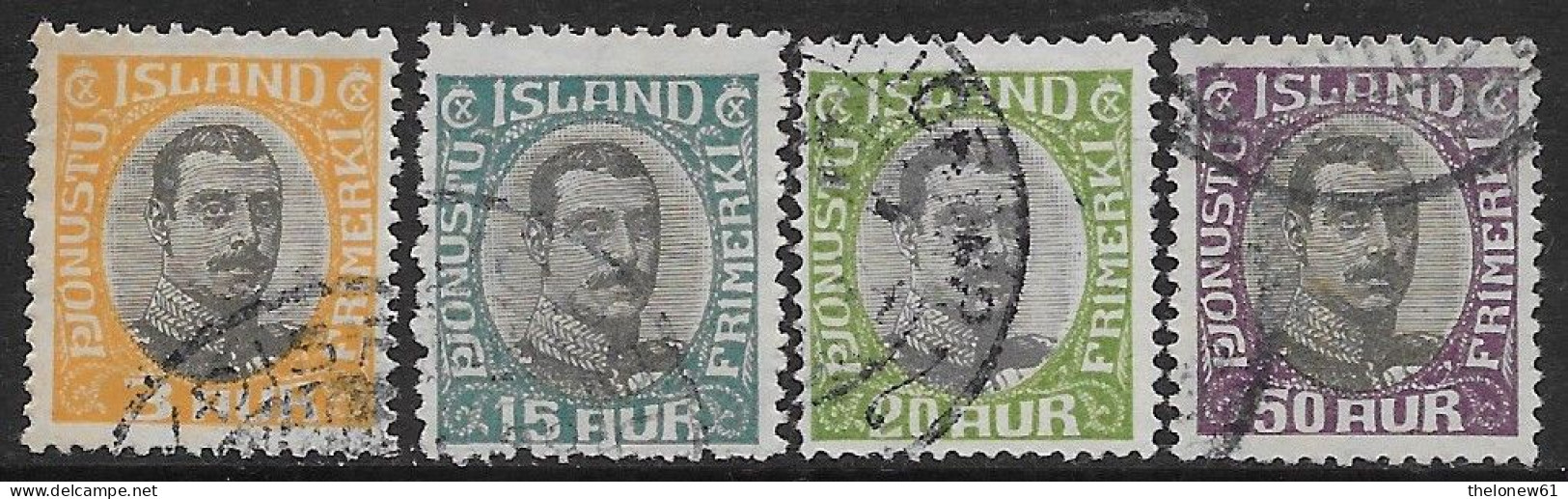 Islanda Island Iceland 1920 King Christian X Official 4val Mi N.33,37-39 US - Servizio