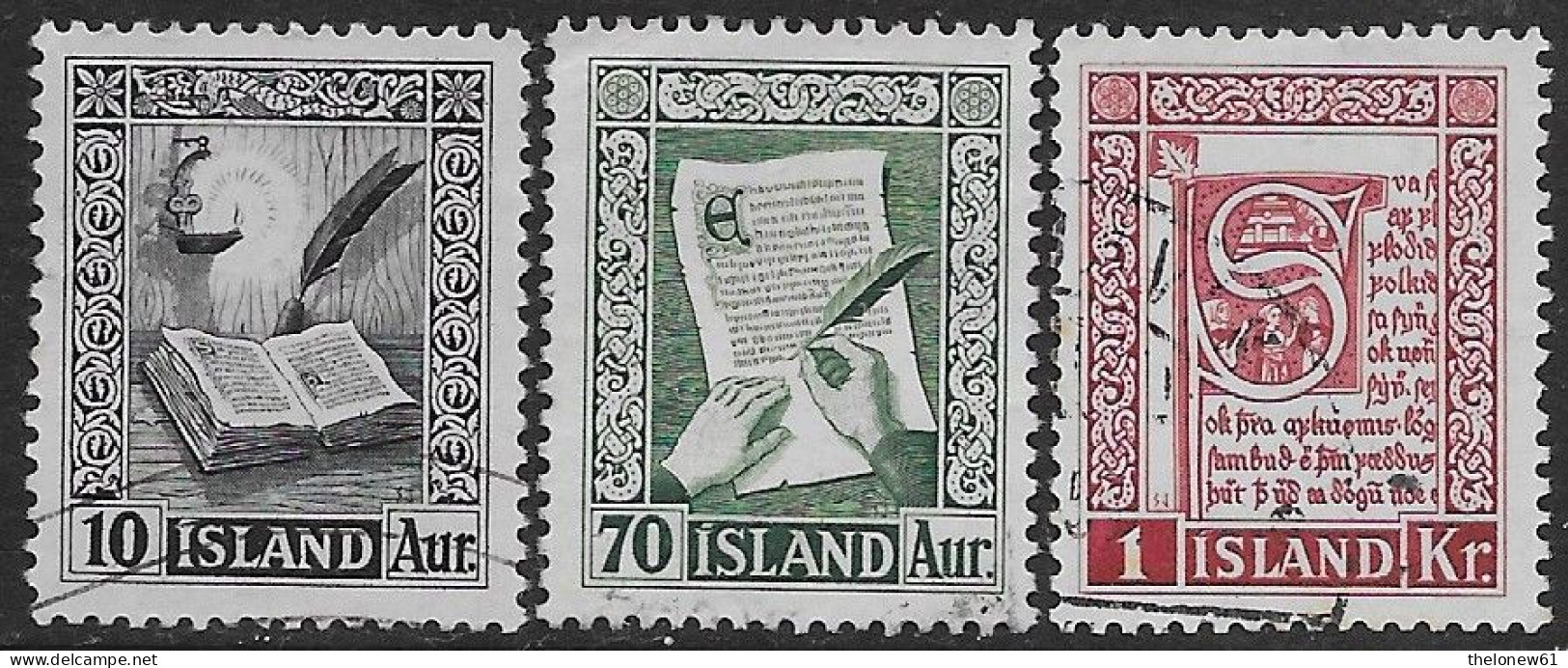 Islanda Island Iceland 1953 Icelandic Manuscripts 3val Mi N.287-289 US - Gebruikt