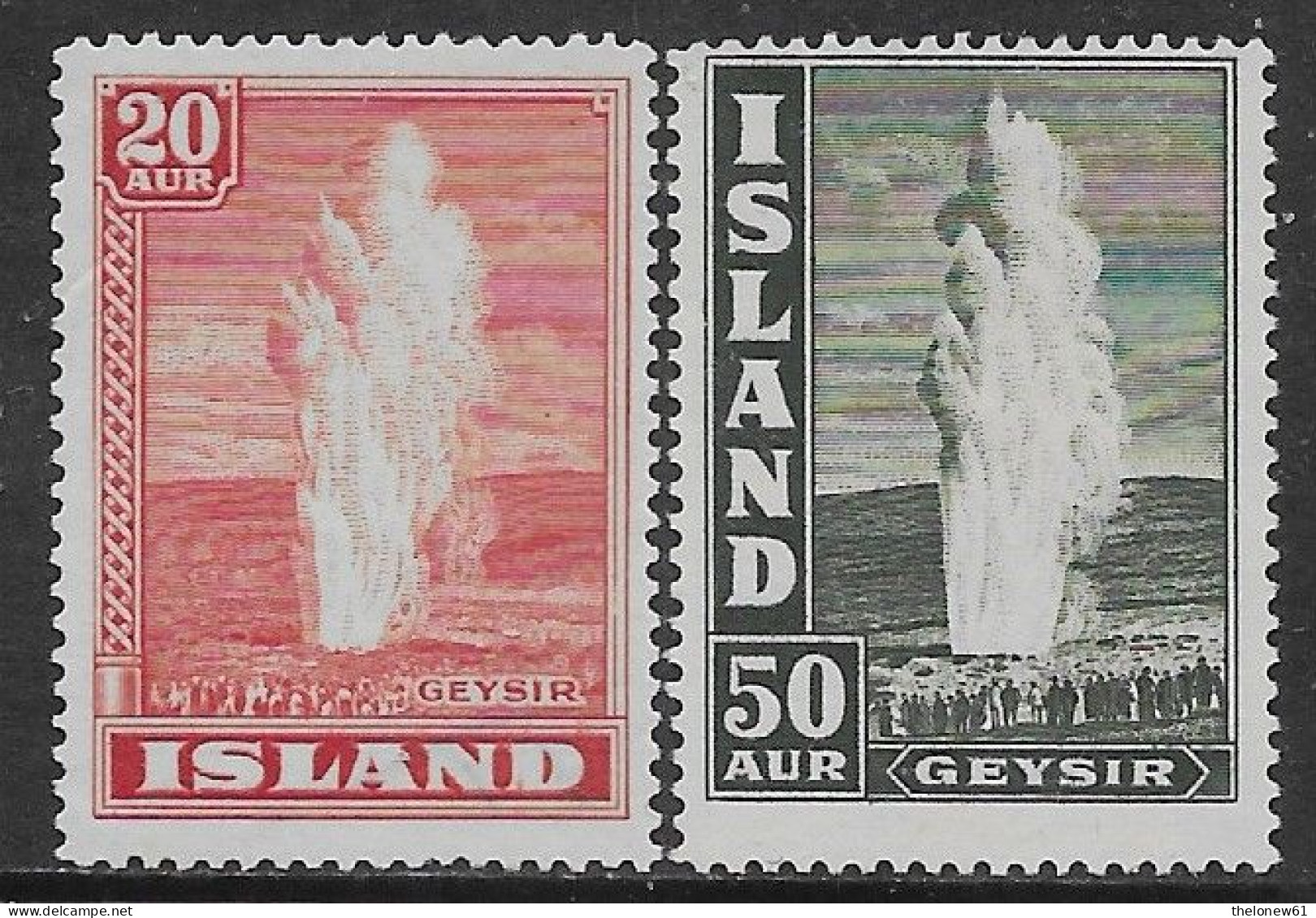 Islanda Island Iceland 1938 Geysir 2val Mi N.194,196 MNG - Ongebruikt