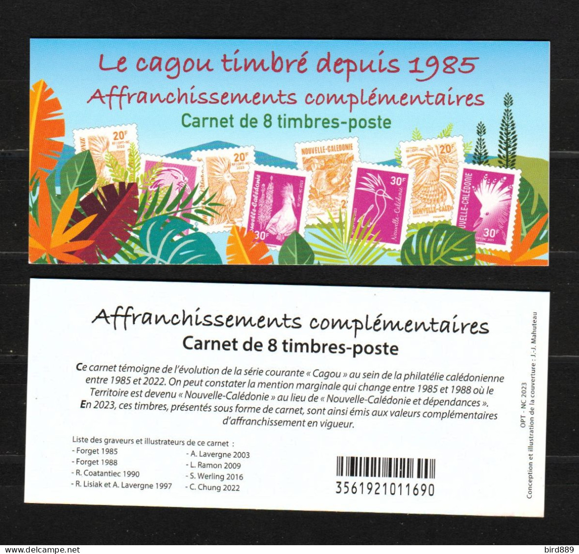 2023 New Caledonia Bird Fauna Cagou Kagu Full Booklet Of 10 Stamps MNH - Booklets