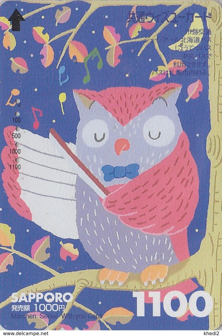 Carte JAPON - ANIMAL - OISEAU - HIBOU Chef D'orchestre Musique - OWL BIRD  & MUSIC JAPAN Sapporo Bus Card - EULE - 5828 - Eulenvögel