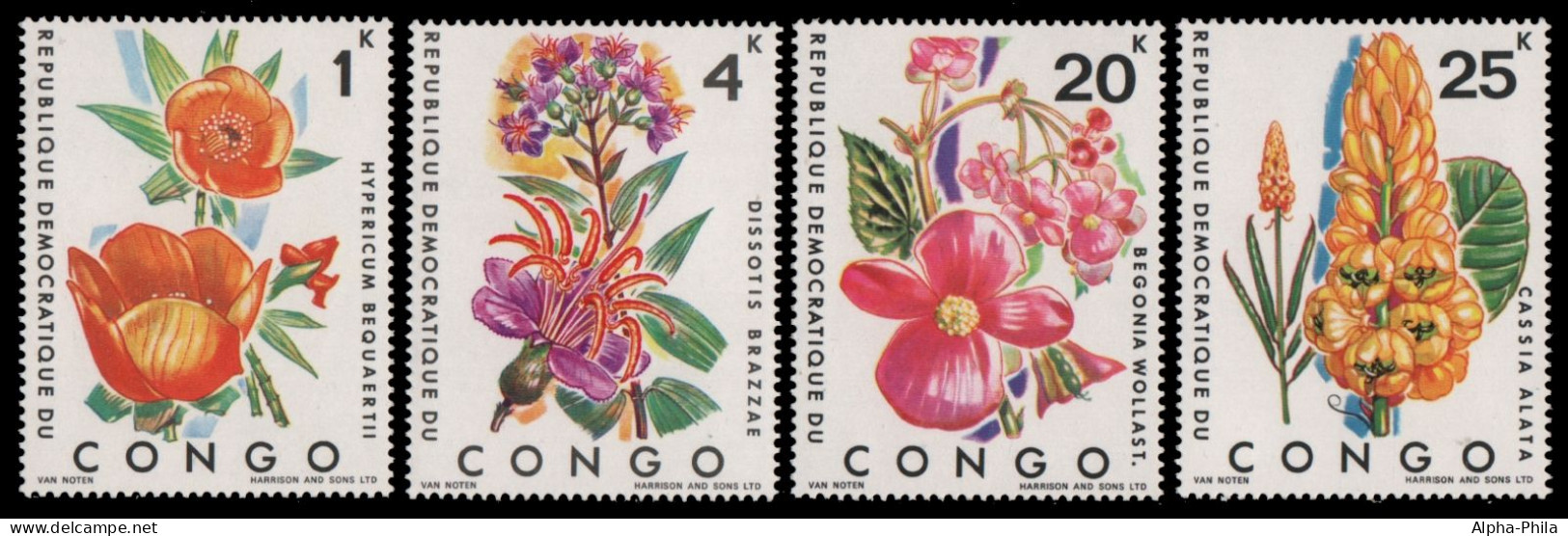 Kongo-Kinshasa 1971 - Mi-Nr. 425-428 ** - MNH - Blumen / Flowers - Ungebraucht