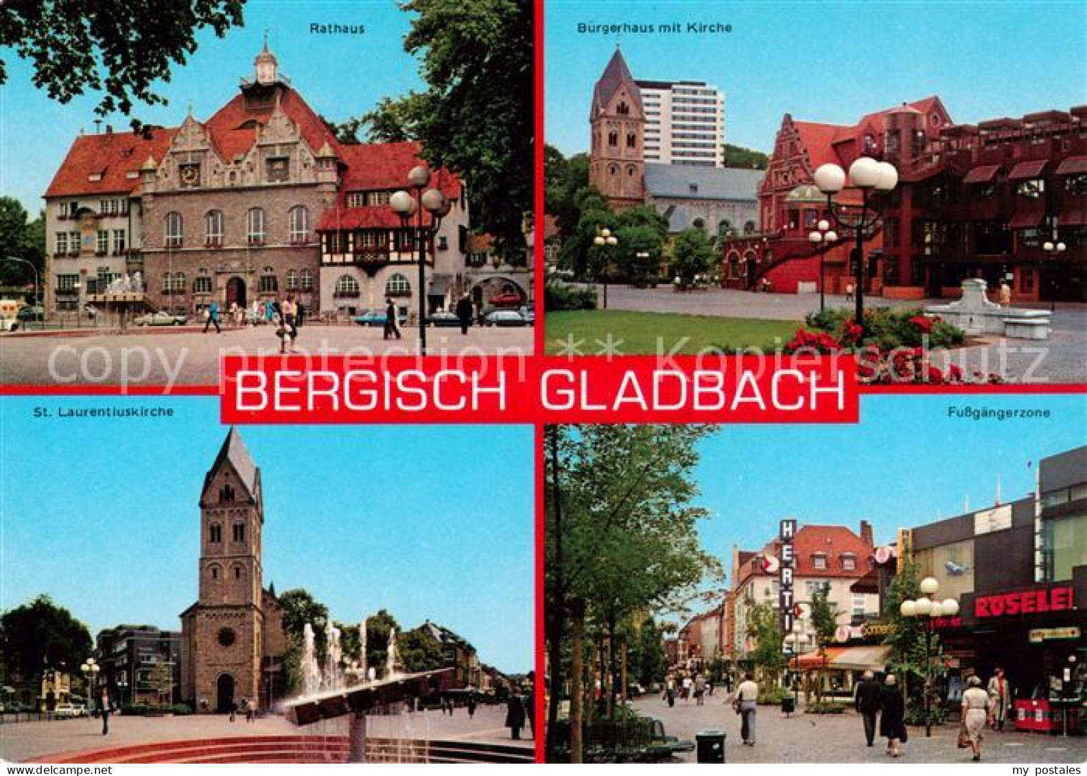 73867850 Bergisch-Gladbach Rathaus Buergerhaus Mit Kirche St Laurentiuskirche Fu - Bergisch Gladbach