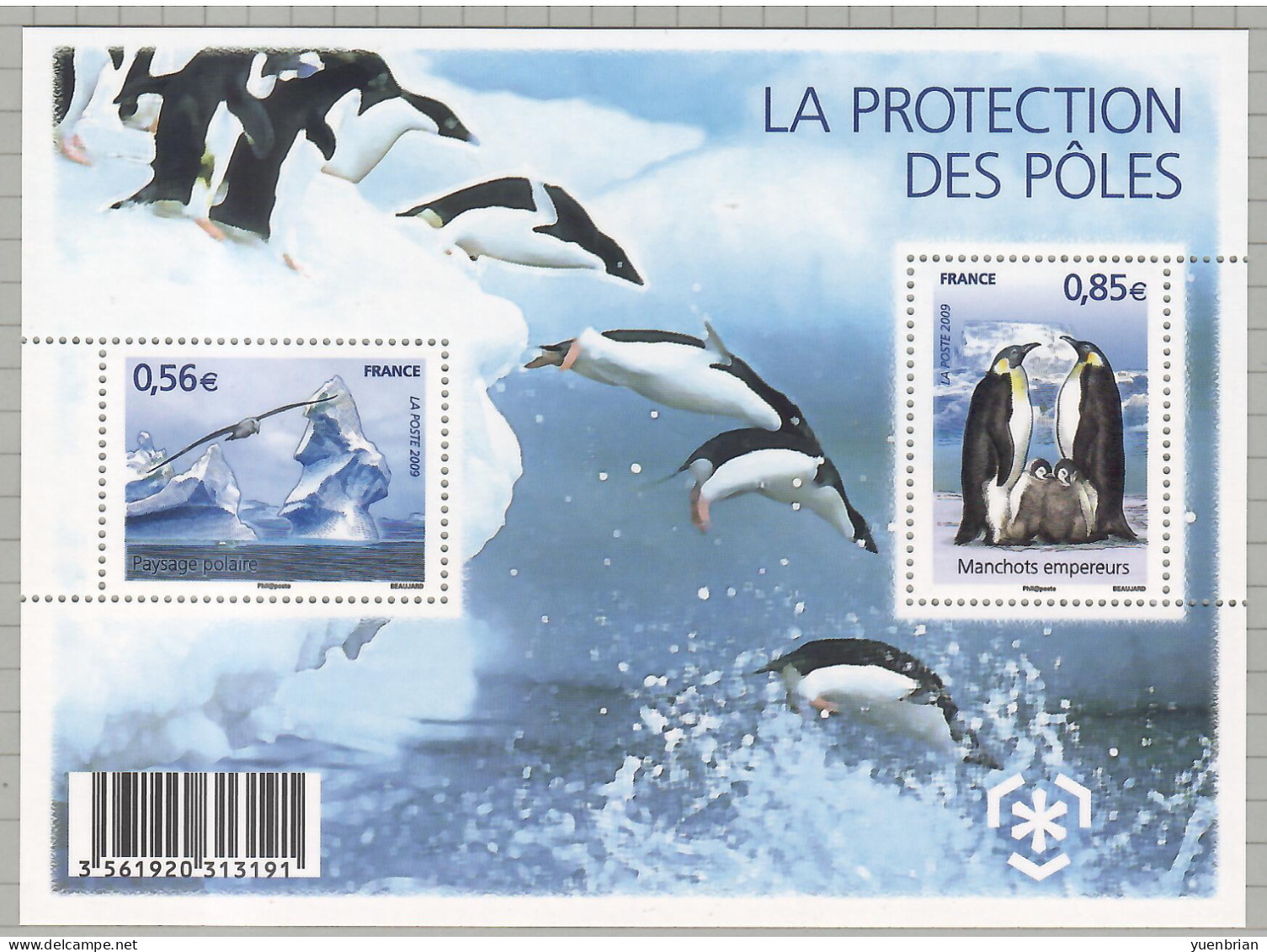 France 2009, Bird, Birds, M/S, MNH** - Penguins