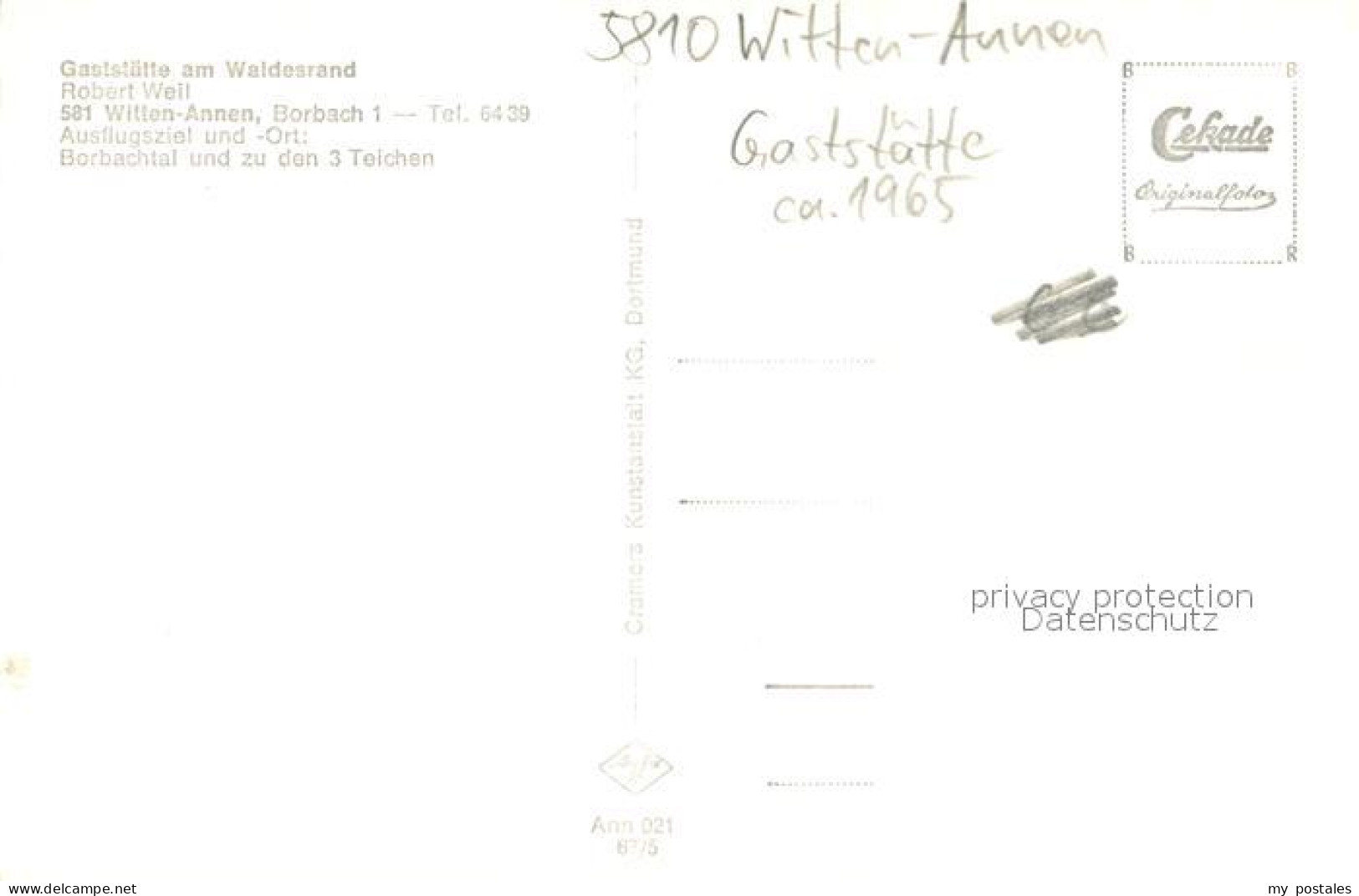 73708794 Witten-Annen Gaststaette Am Waldesrand Innen- Und Aussenansichten Witte - Witten