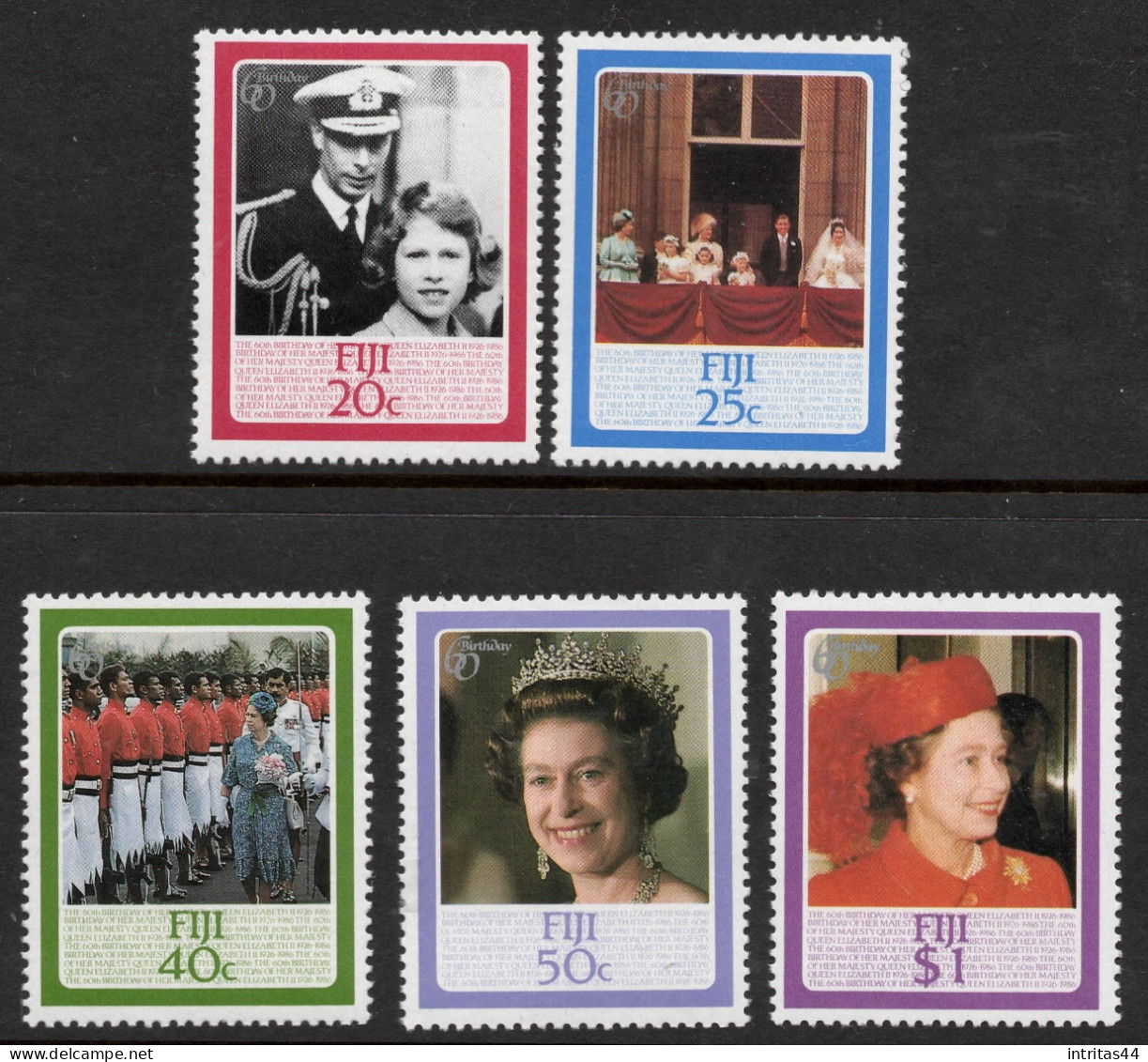 FIJI 1986  60th BIRTHDAY  " QUEEN ELIZABETH II " SET MNH - Fidji (1970-...)