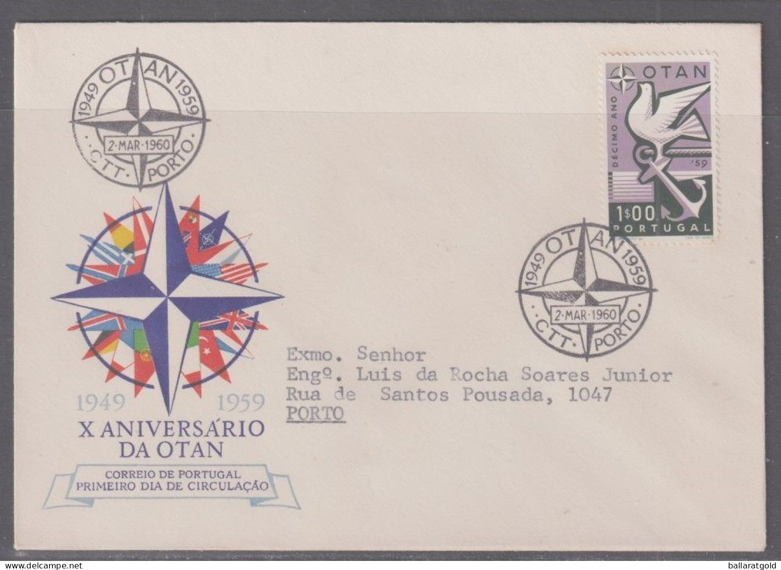 Portugal 1960 NATO First Day Covver To Porto - Brieven En Documenten