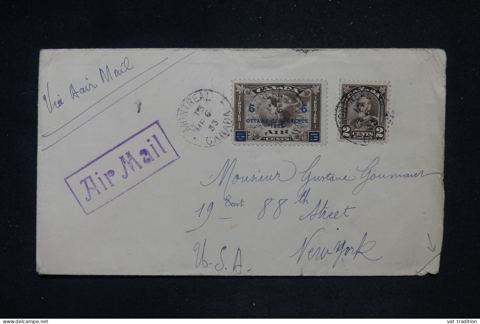 CANADA - Enveloppe De Montreal Pour New York Par Avion En 1933 - L 148987 - Cartas & Documentos